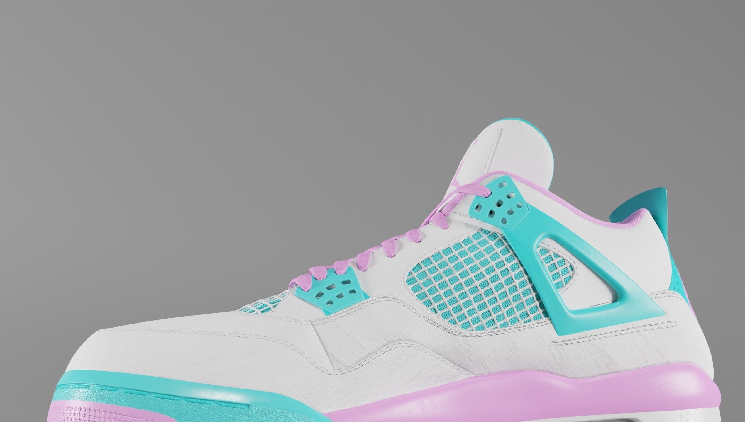 Jordan 4 Miami Vice Shoe Low-poly 3D model_34