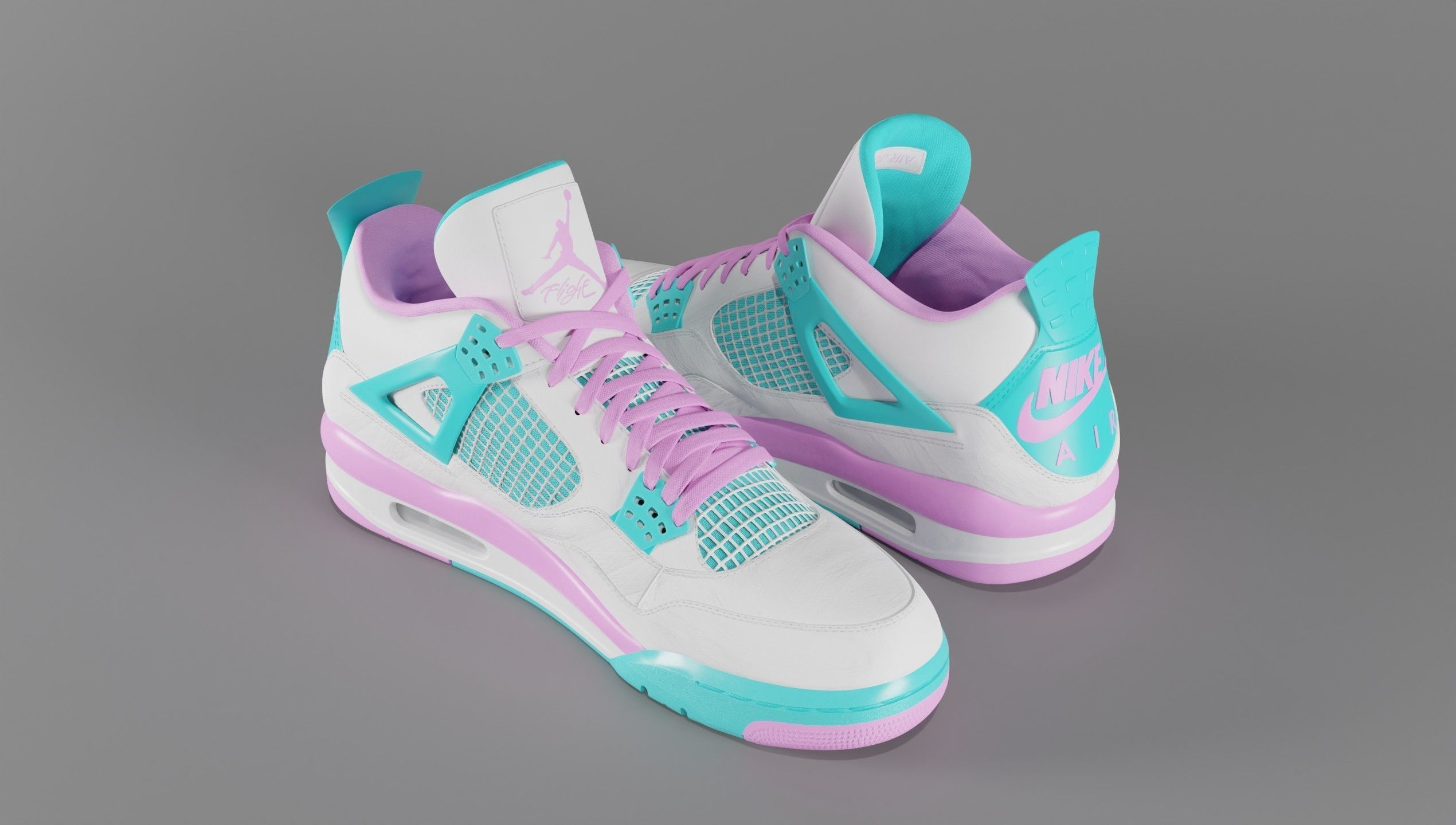 Jordan 4 Miami Vice Shoe Low-poly 3D model_31