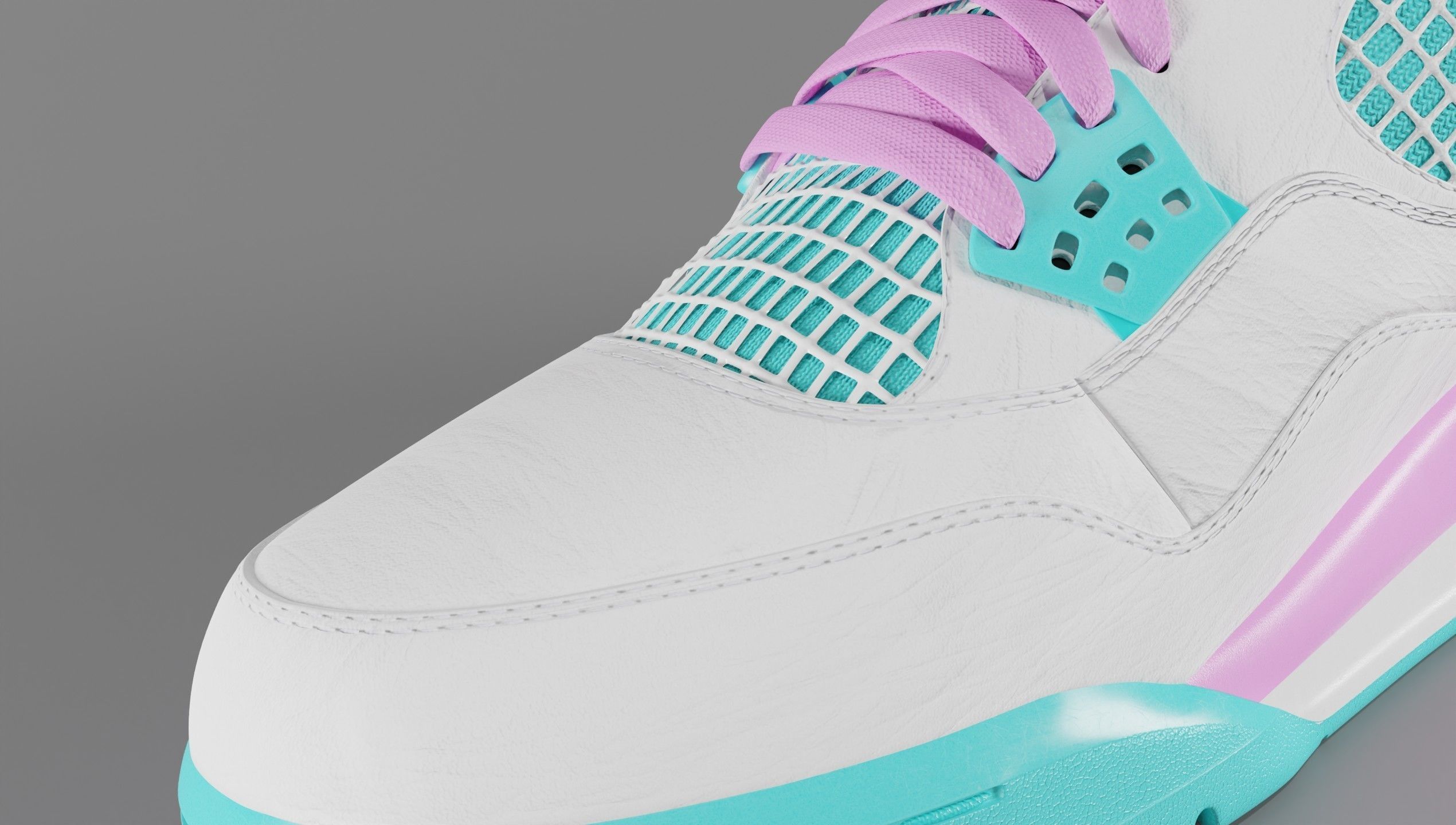 Jordan 4 Miami Vice Shoe Low-poly 3D model_9