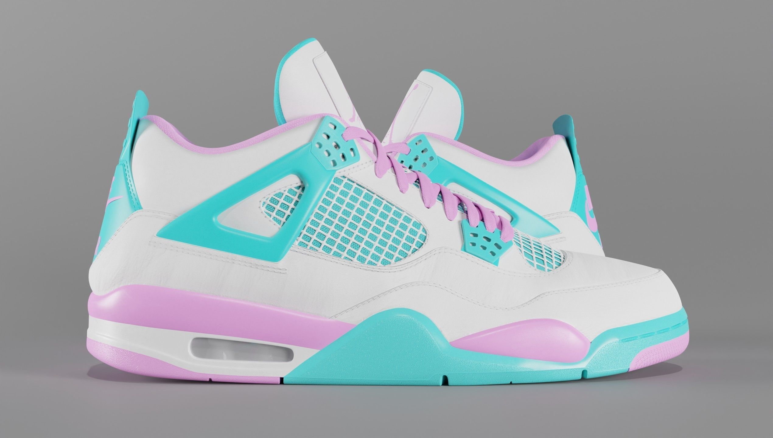 Jordan 4 Miami Vice Shoe Low-poly 3D model_41