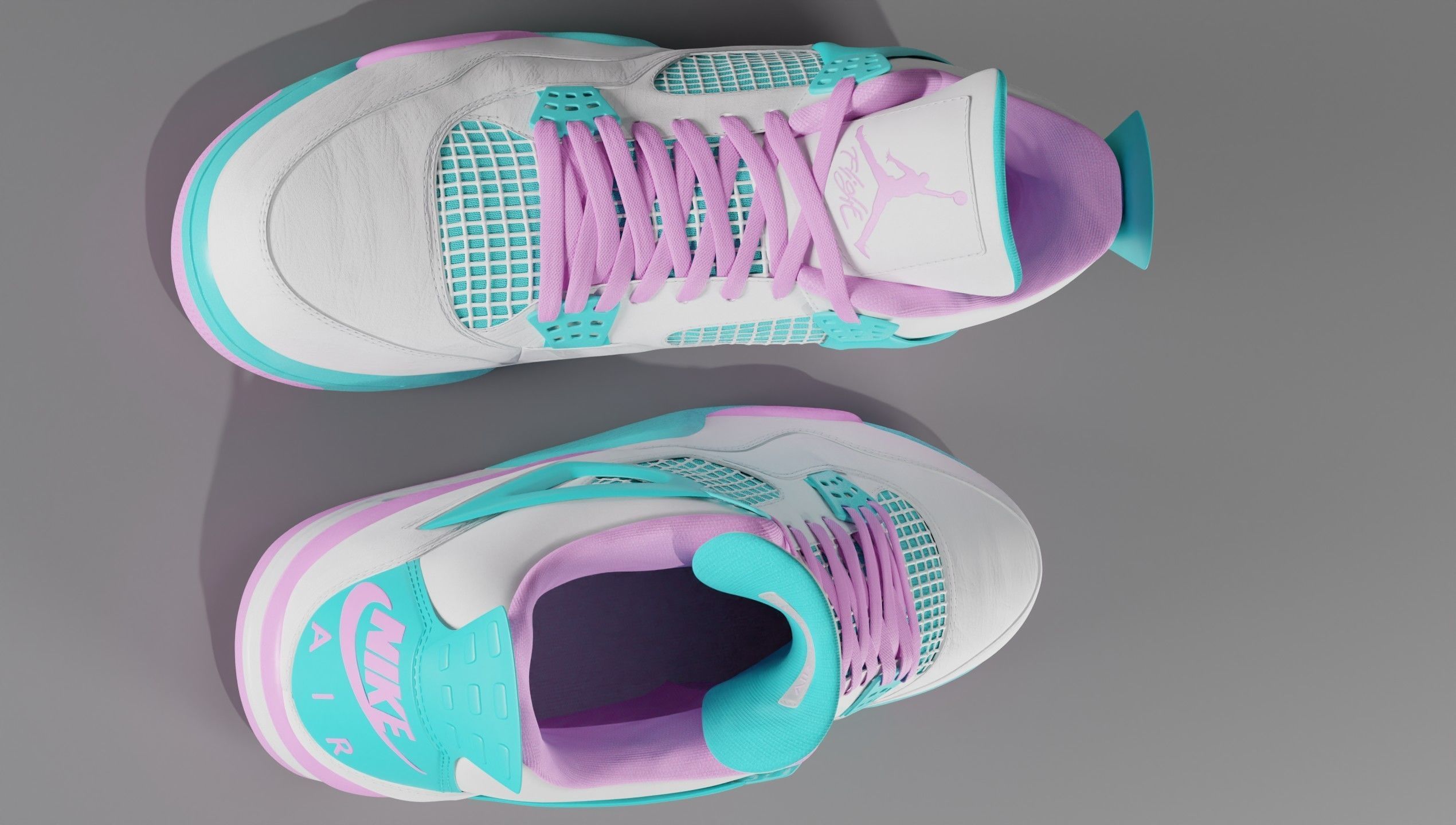 Jordan 4 Miami Vice Shoe Low-poly 3D model_24
