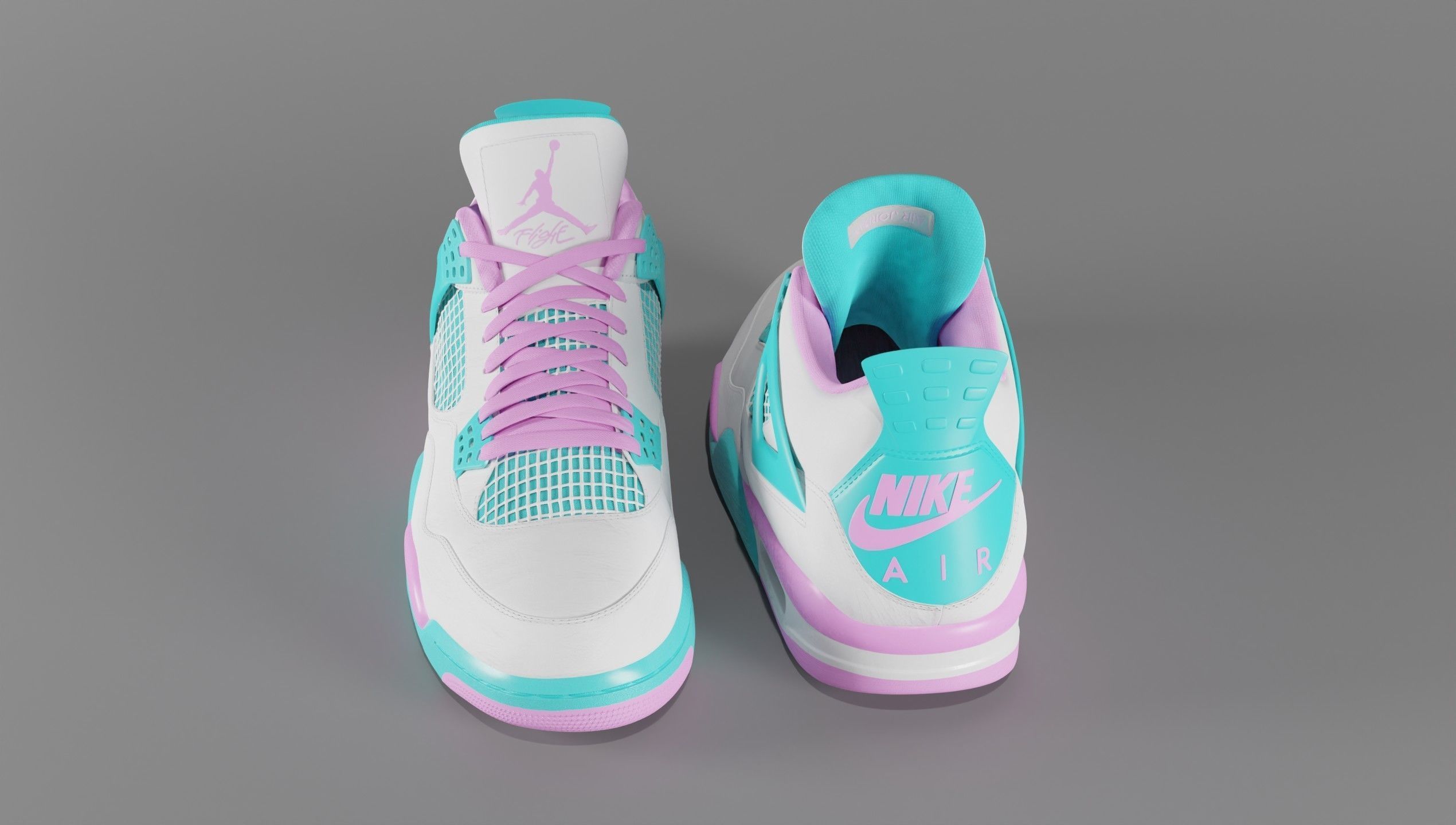 Jordan 4 Miami Vice Shoe Low-poly 3D model_29