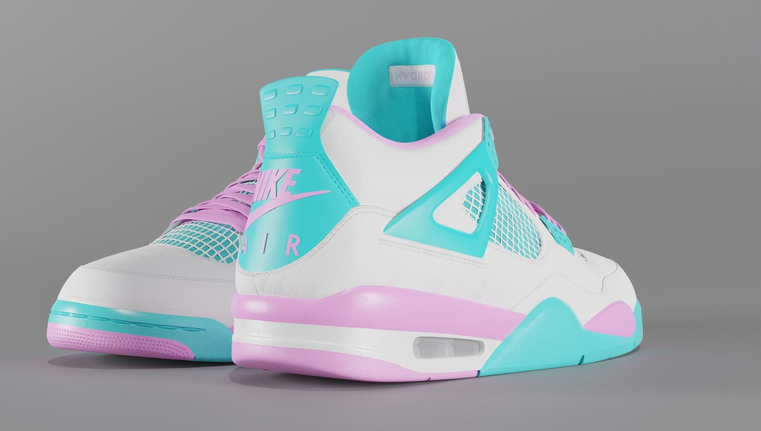 Jordan 4 Miami Vice Shoe Low-poly 3D model_47