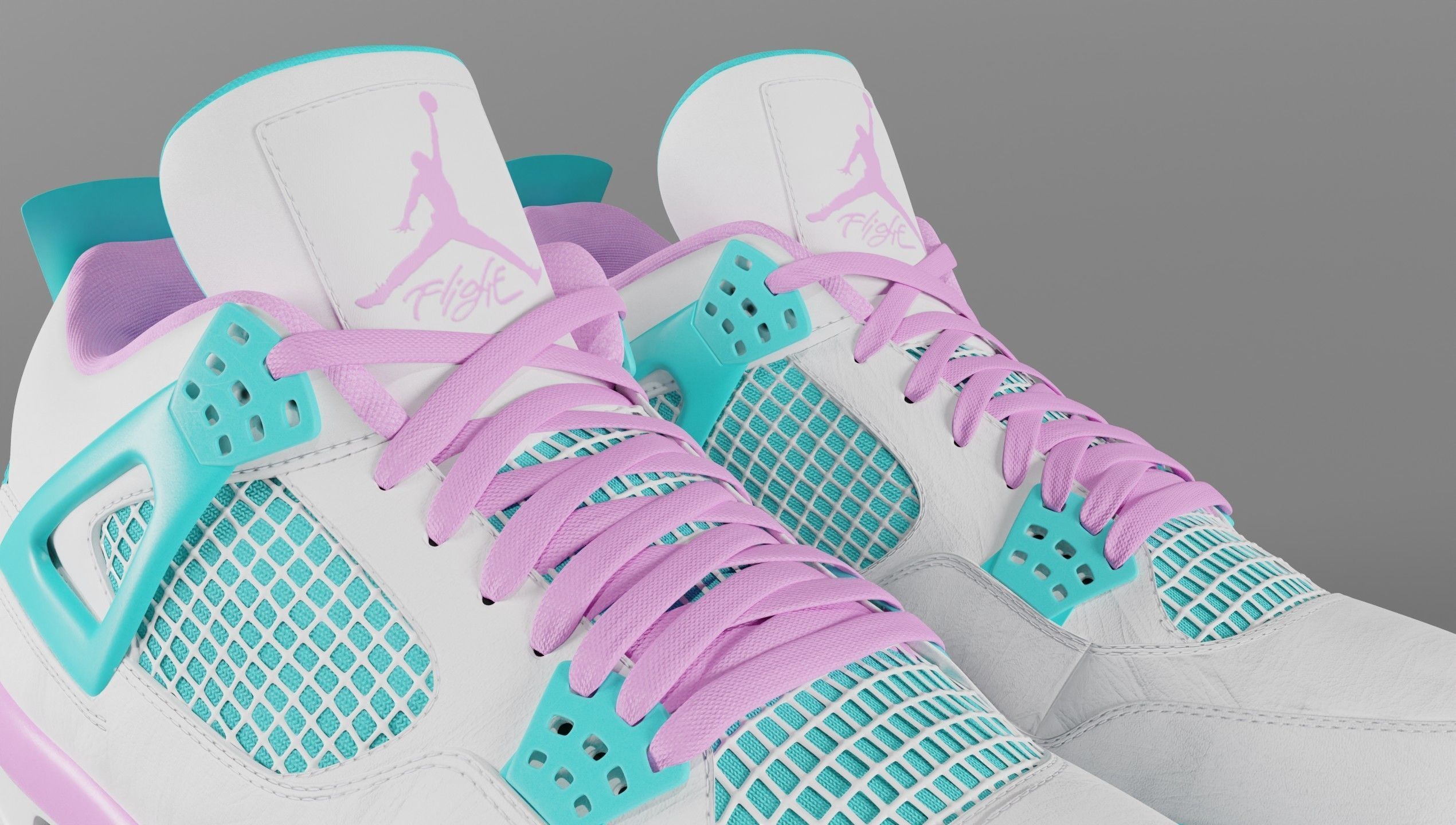 Jordan 4 Miami Vice Shoe Low-poly 3D model_22