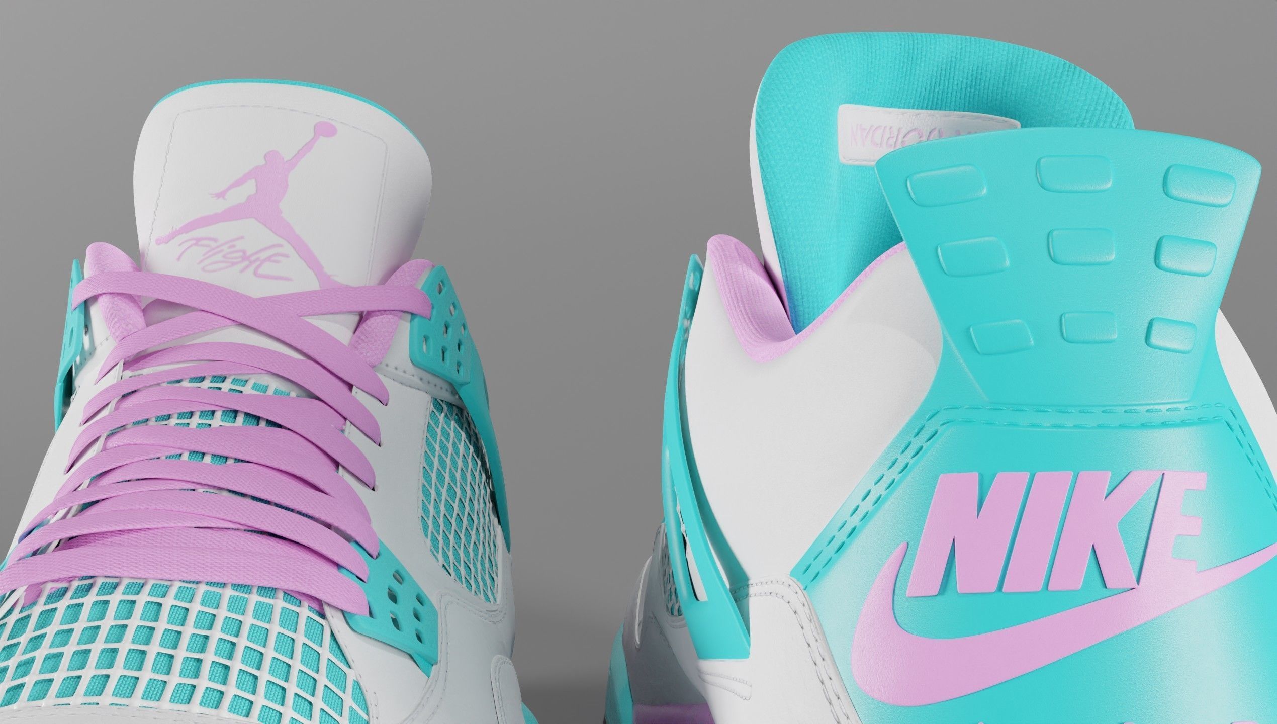 Jordan 4 Miami Vice Shoe Low-poly 3D model_59