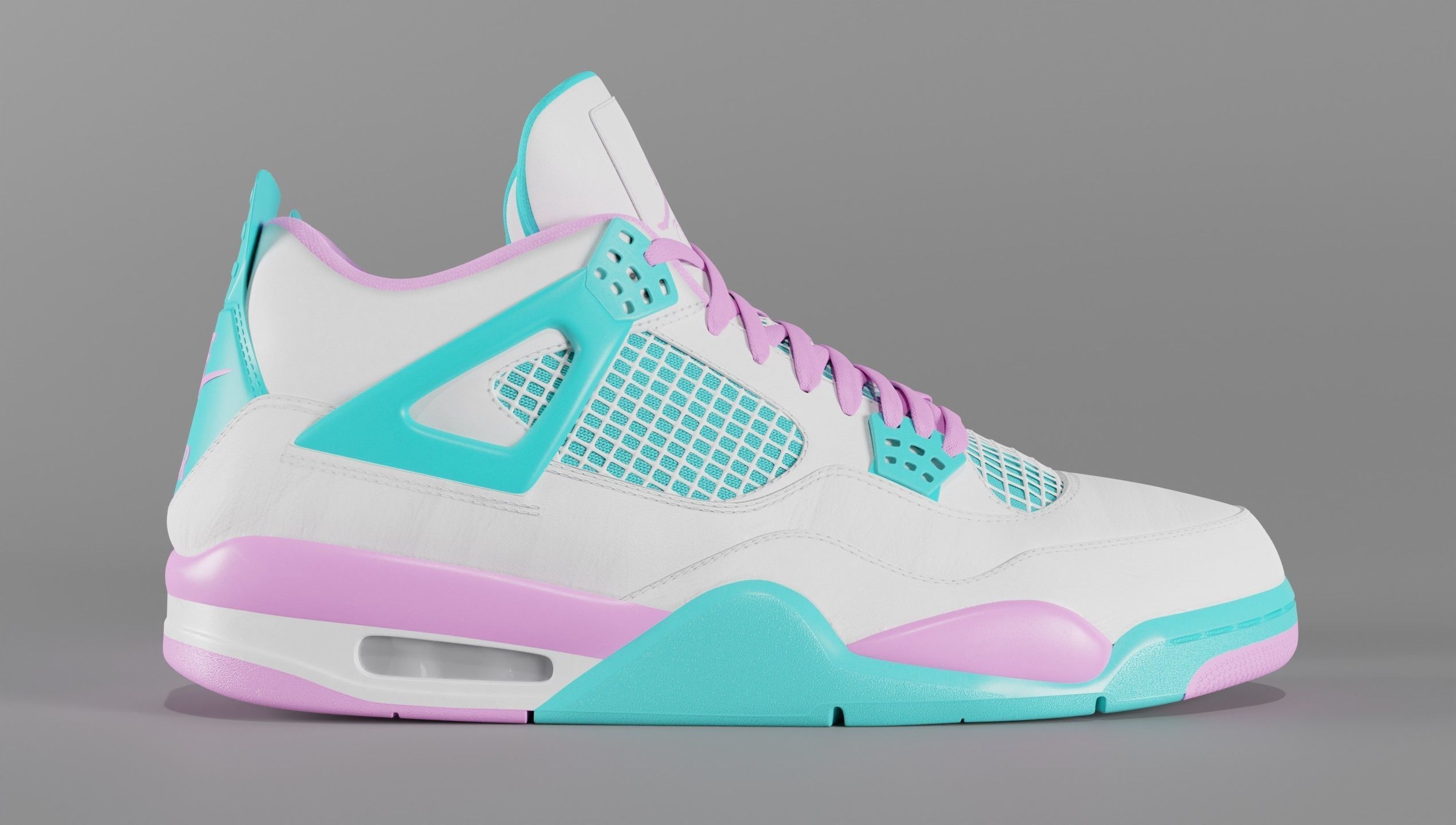 Jordan 4 Miami Vice Shoe Low-poly 3D model_23