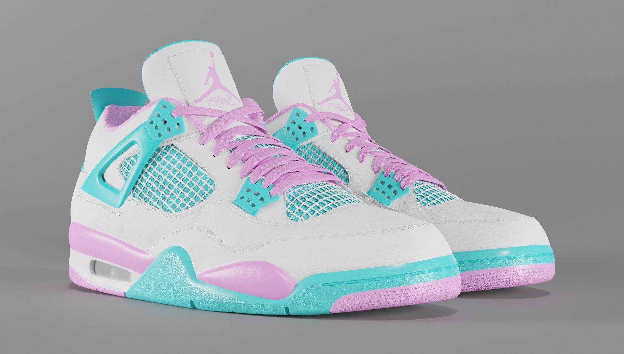Jordan 4 Miami Vice Shoe Low-poly 3D model_15