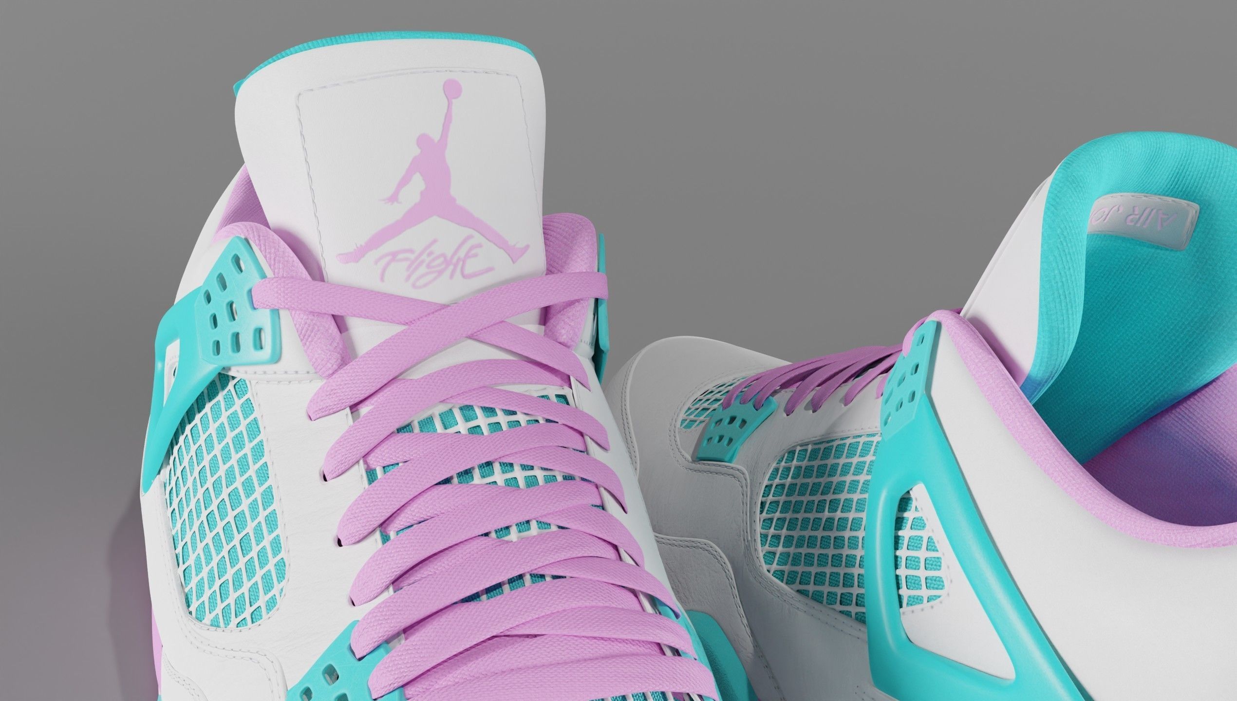 Jordan 4 Miami Vice Shoe Low-poly 3D model_20
