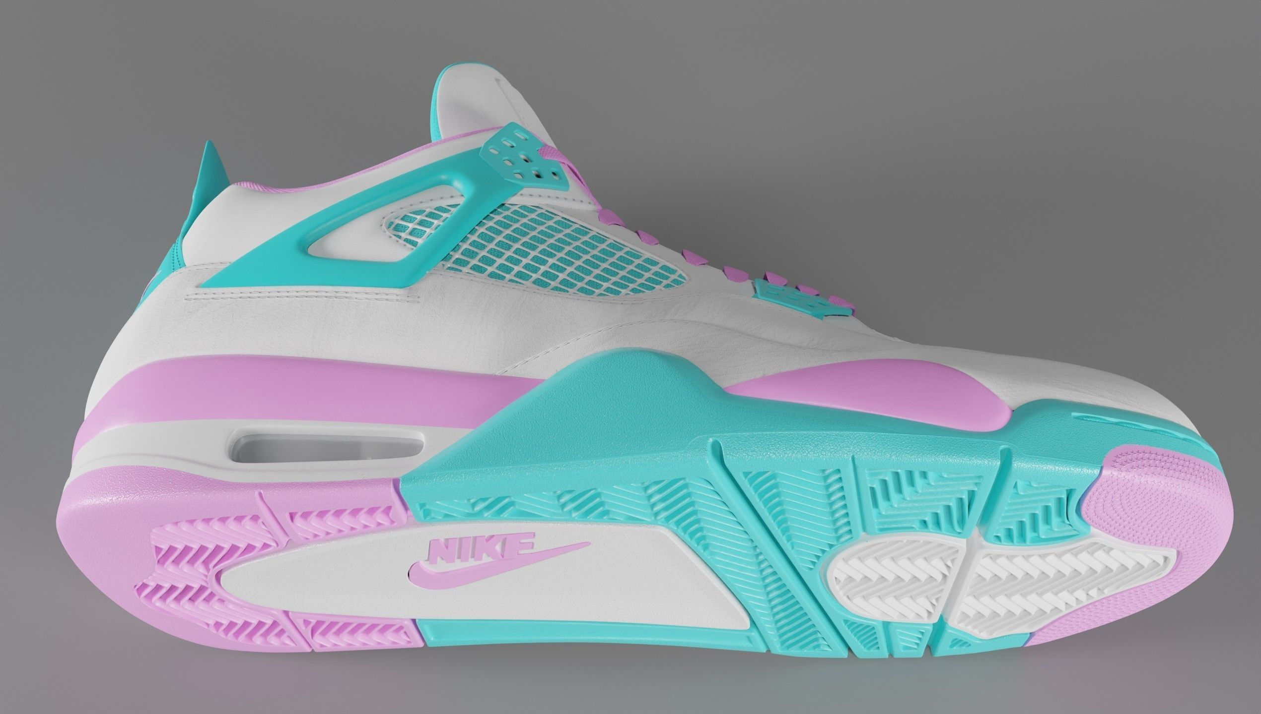 Jordan 4 Miami Vice Shoe Low-poly 3D model_4