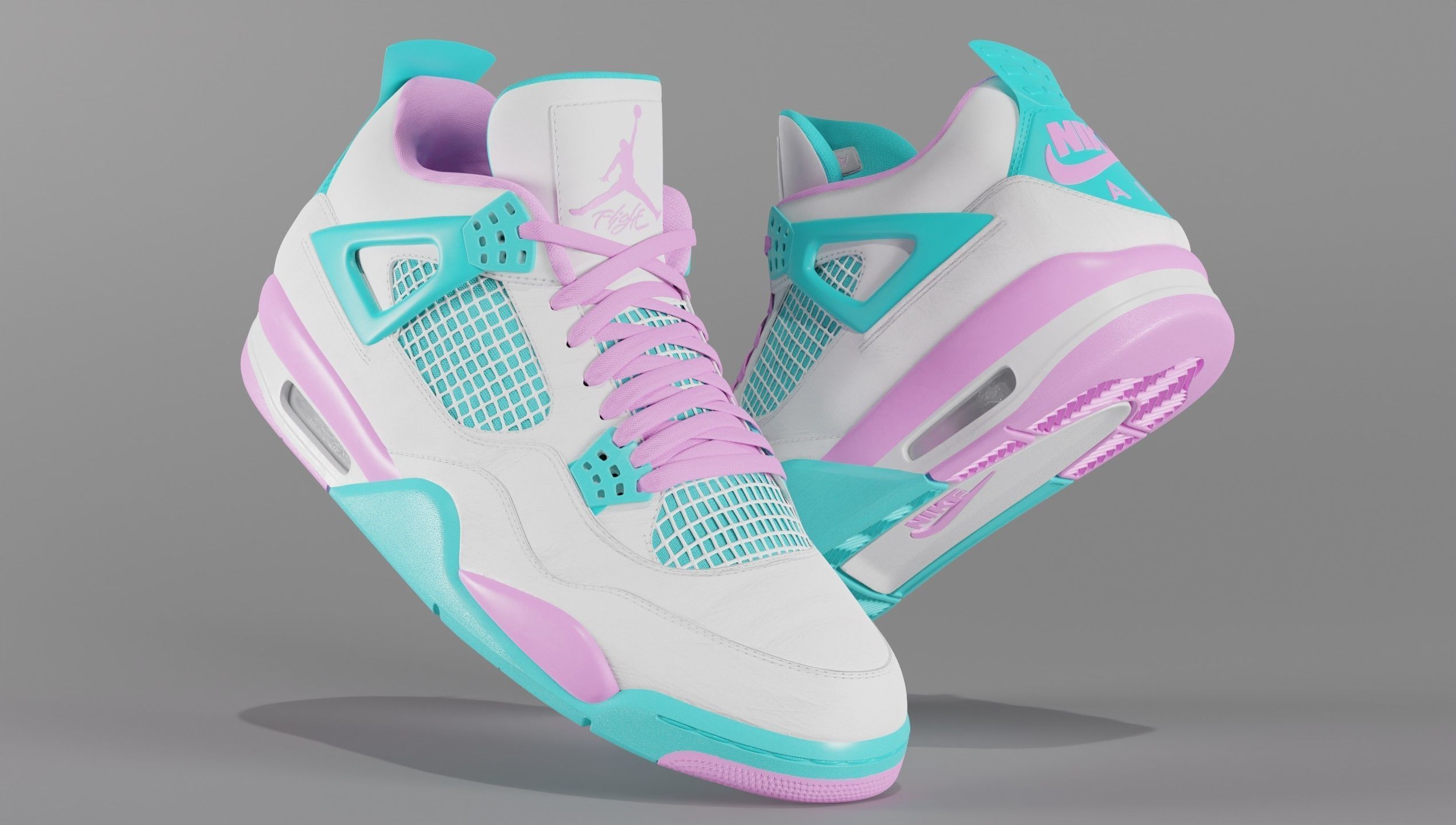 Jordan 4 Miami Vice Shoe Low-poly 3D model_63