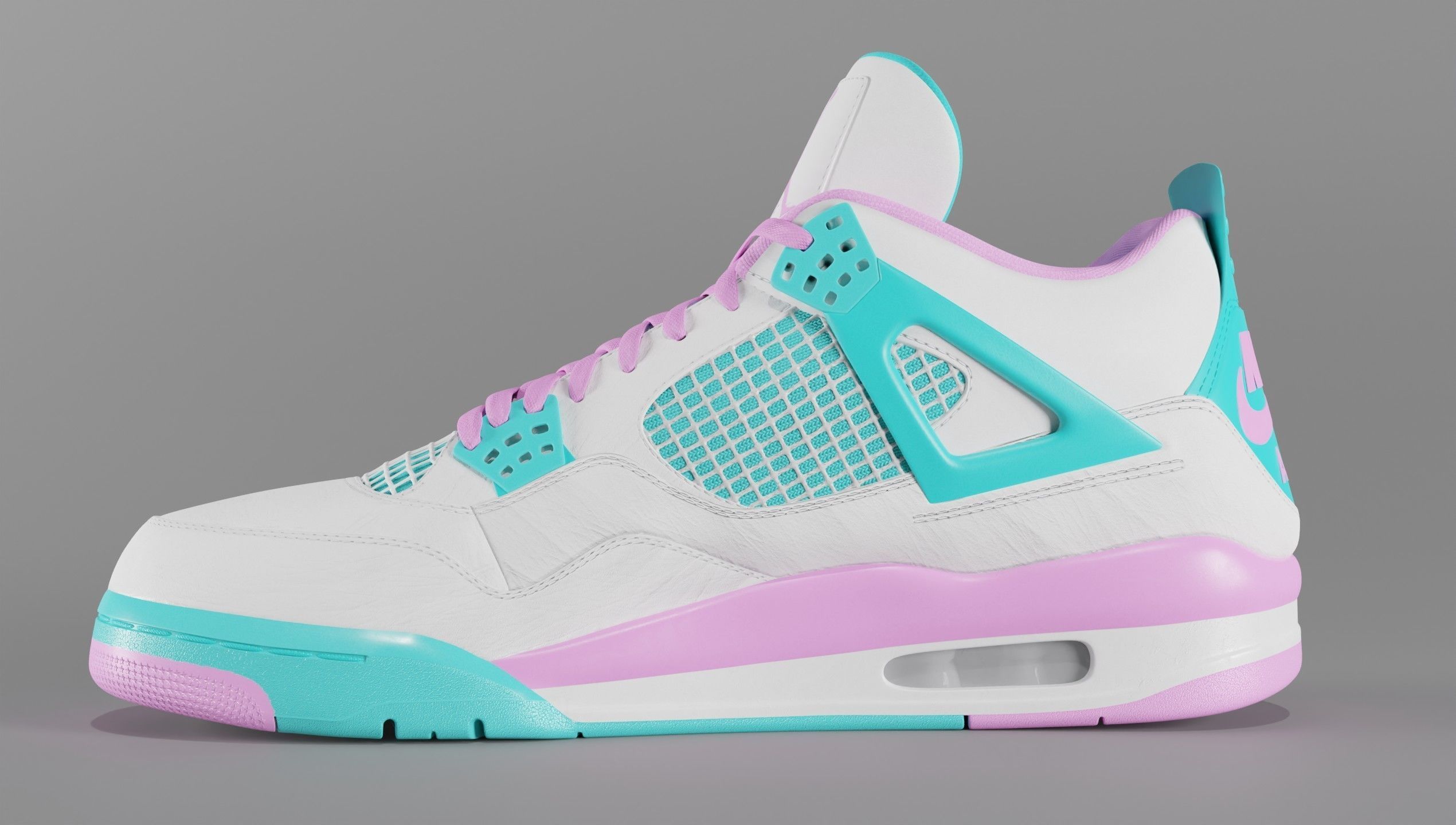 Jordan 4 Miami Vice Shoe Low-poly 3D model_5