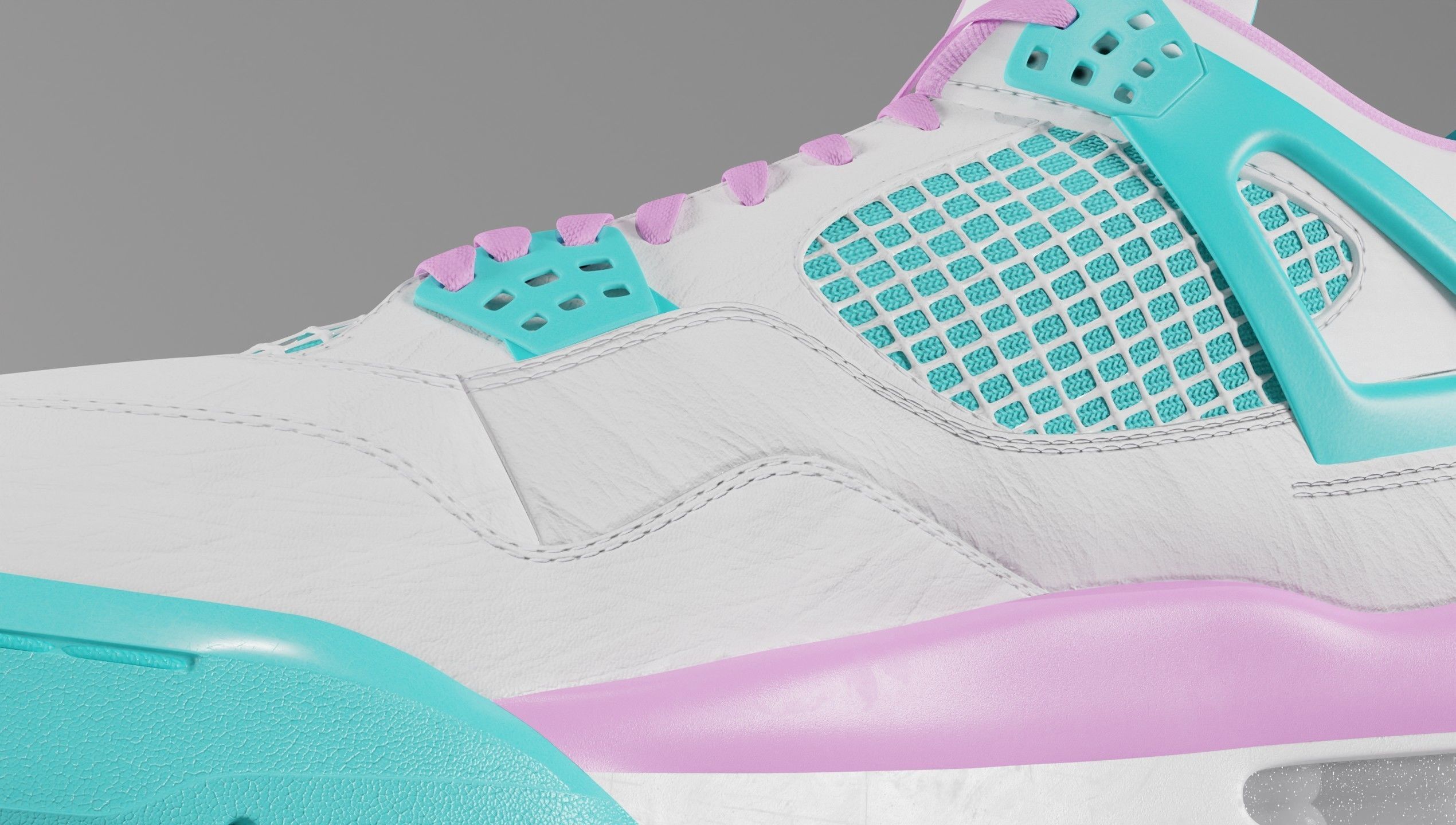 Jordan 4 Miami Vice Shoe Low-poly 3D model_32