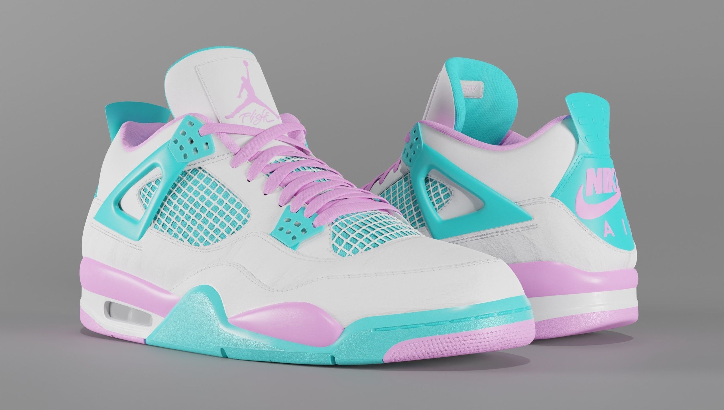 Jordan 4 Miami Vice Shoe Low-poly 3D model_1