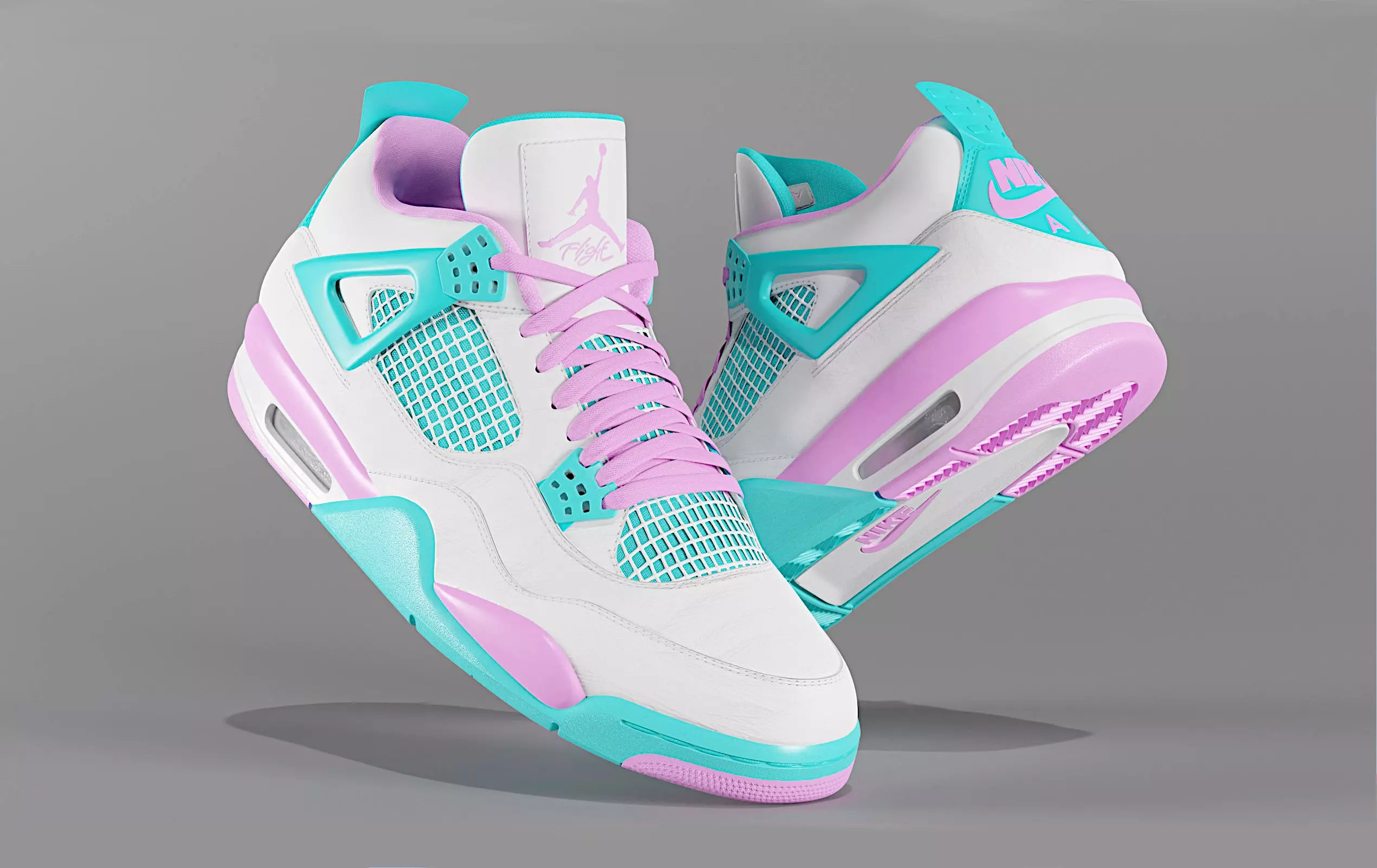 Jordan 4 Miami Vice Shoe Low-poly 3D model_0