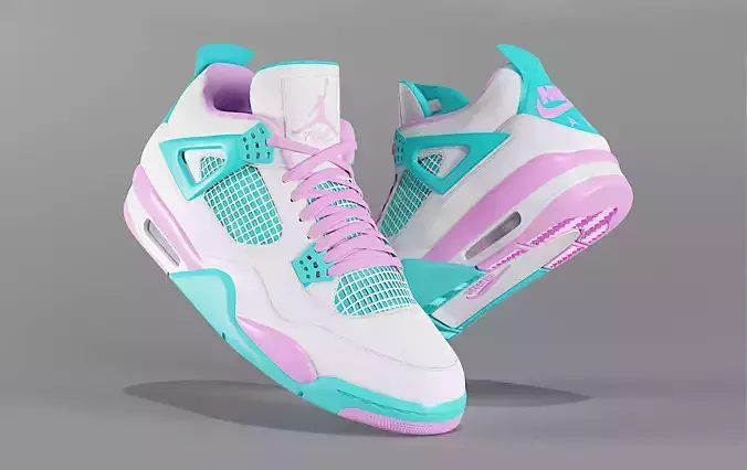 Jordan 4 Miami Vice Shoe Low-poly 3D model