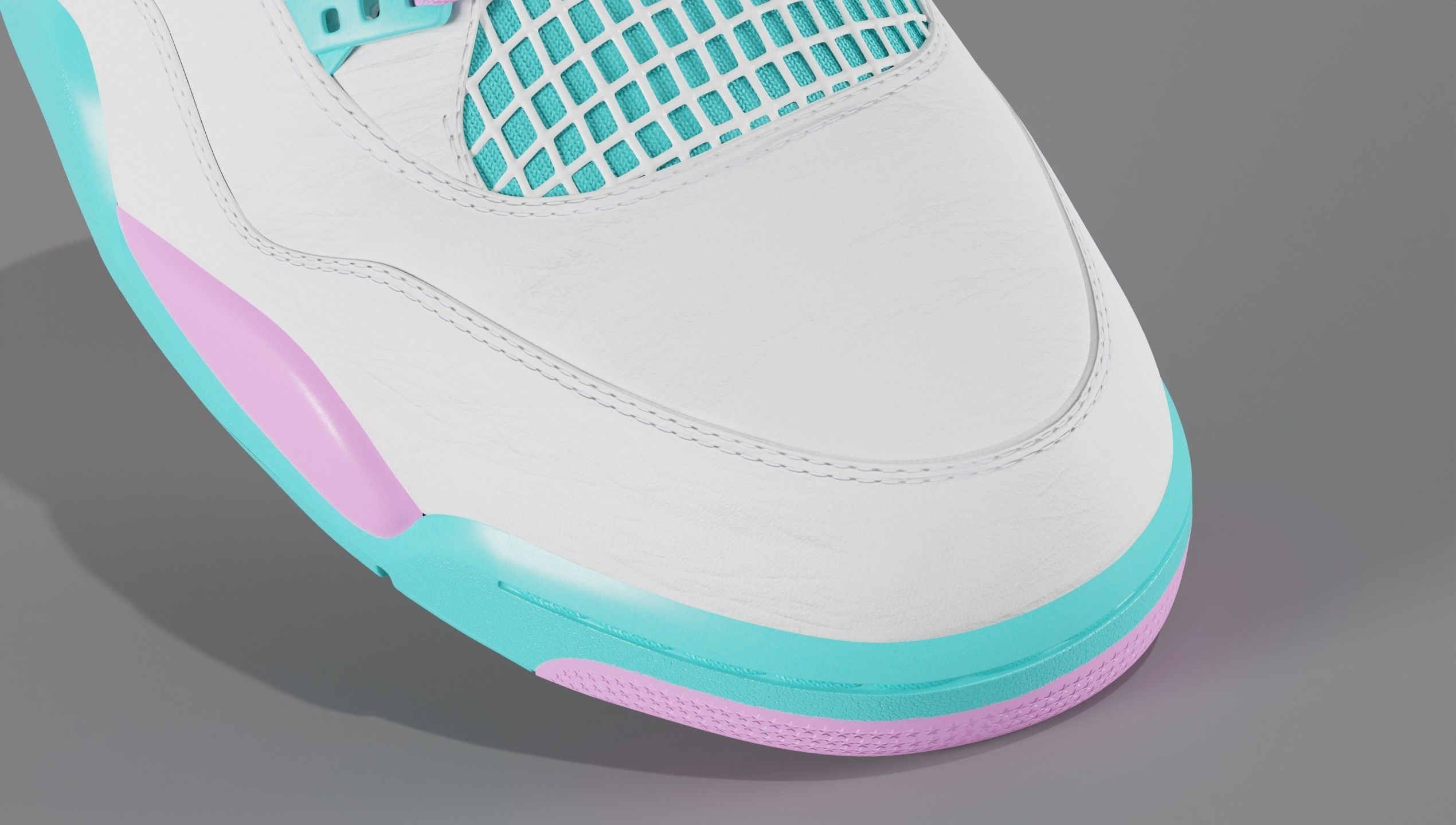 Jordan 4 Miami Vice Shoe Low-poly 3D model_8