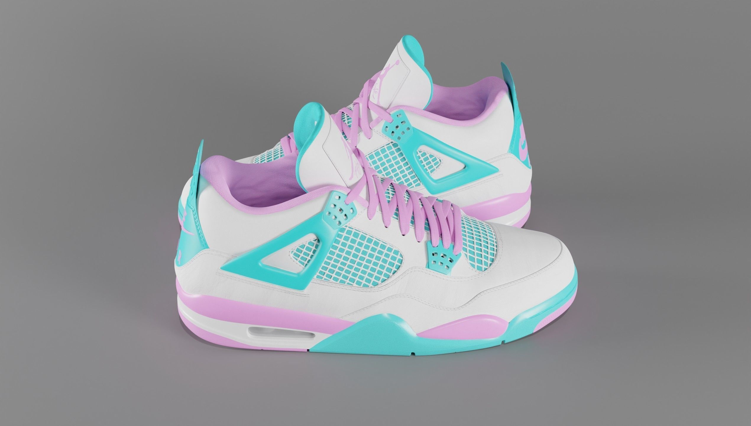 Jordan 4 Miami Vice Shoe Low-poly 3D model_43
