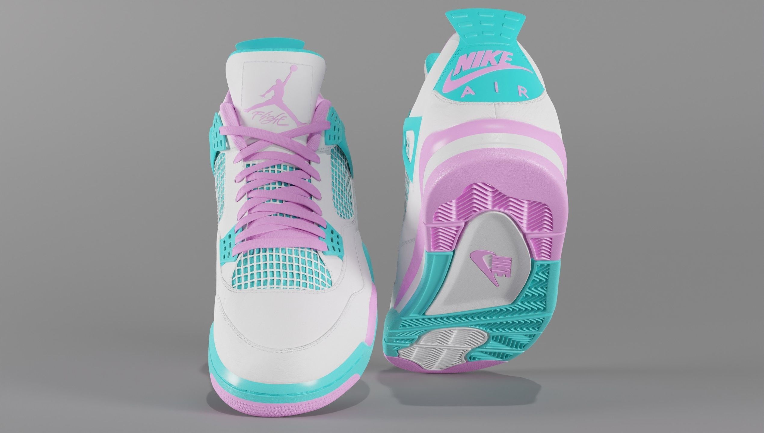 Jordan 4 Miami Vice Shoe Low-poly 3D model_30