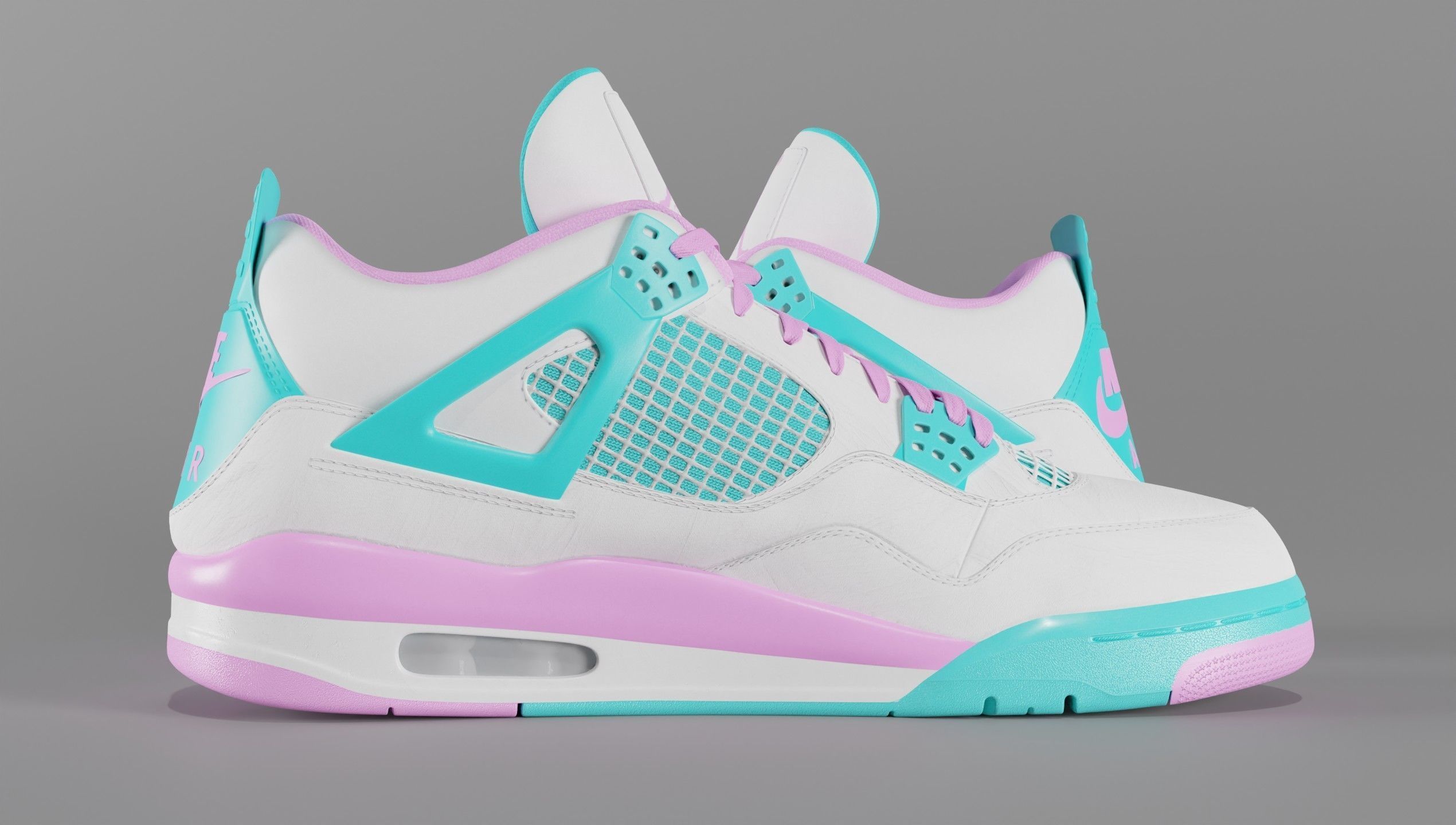 Jordan 4 Miami Vice Shoe Low-poly 3D model_33