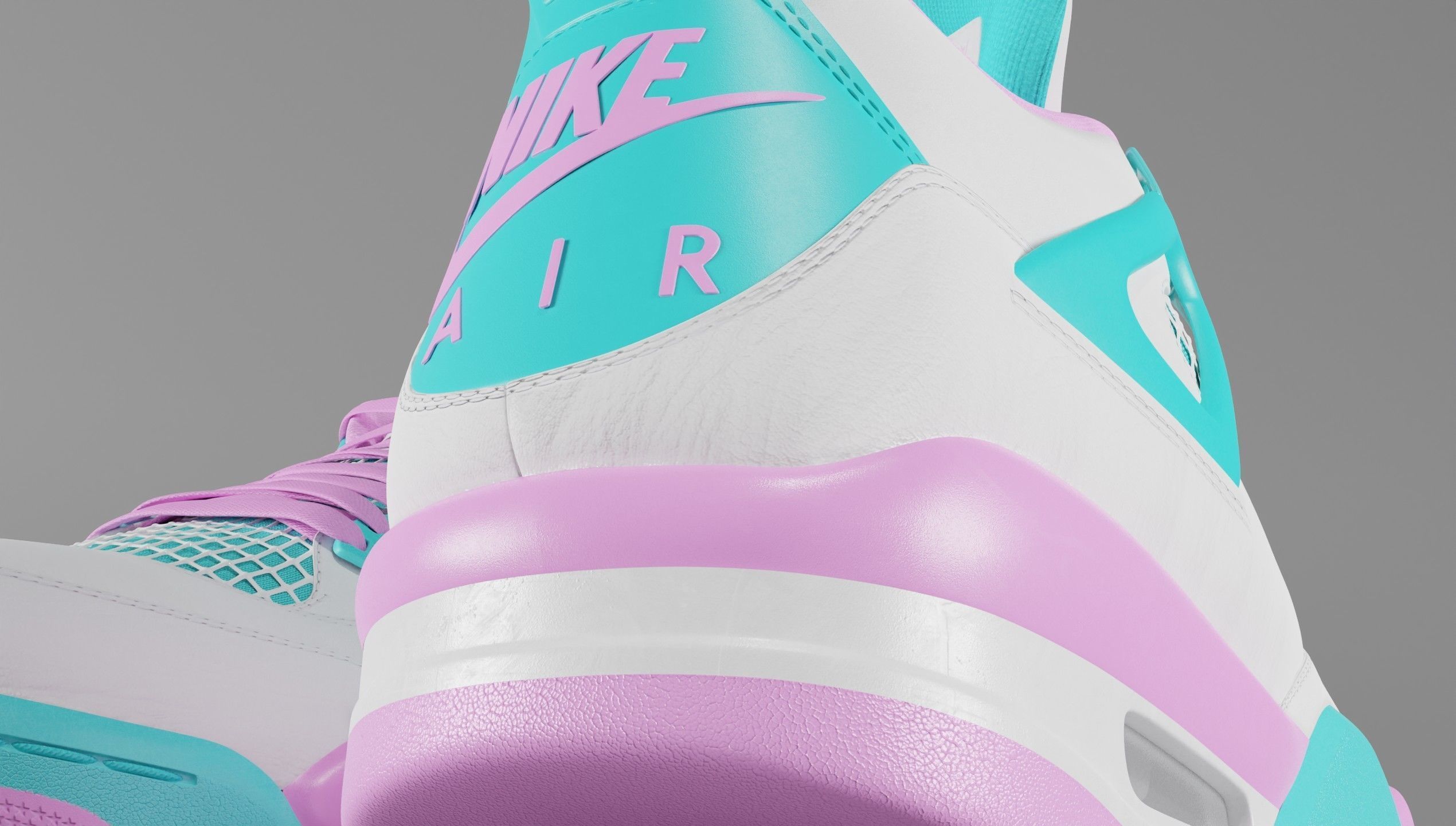 Jordan 4 Miami Vice Shoe Low-poly 3D model_53