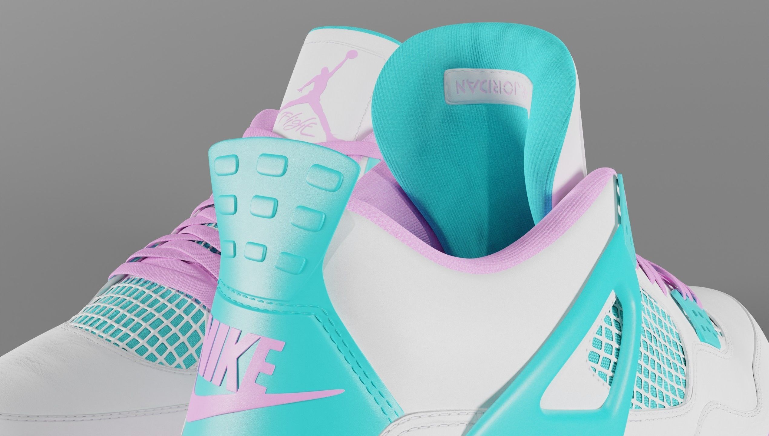 Jordan 4 Miami Vice Shoe Low-poly 3D model_51