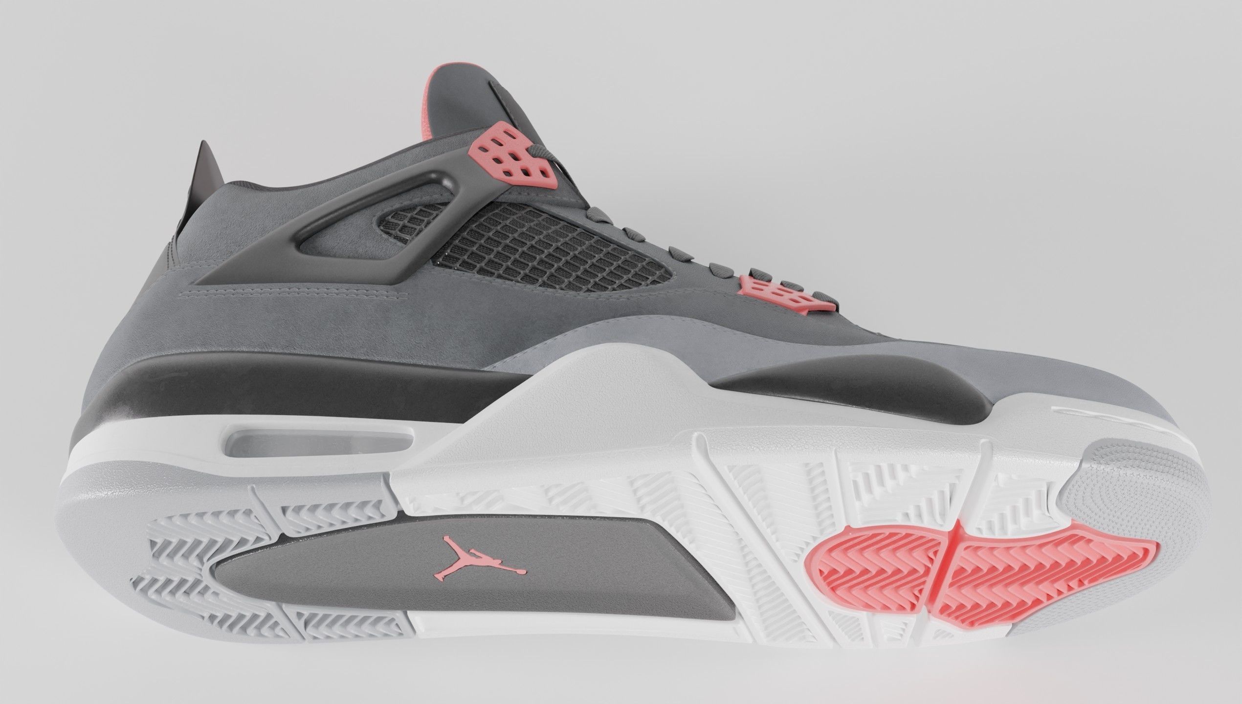 Jordan 4 Retro Infrared  Low-poly 3D model_6