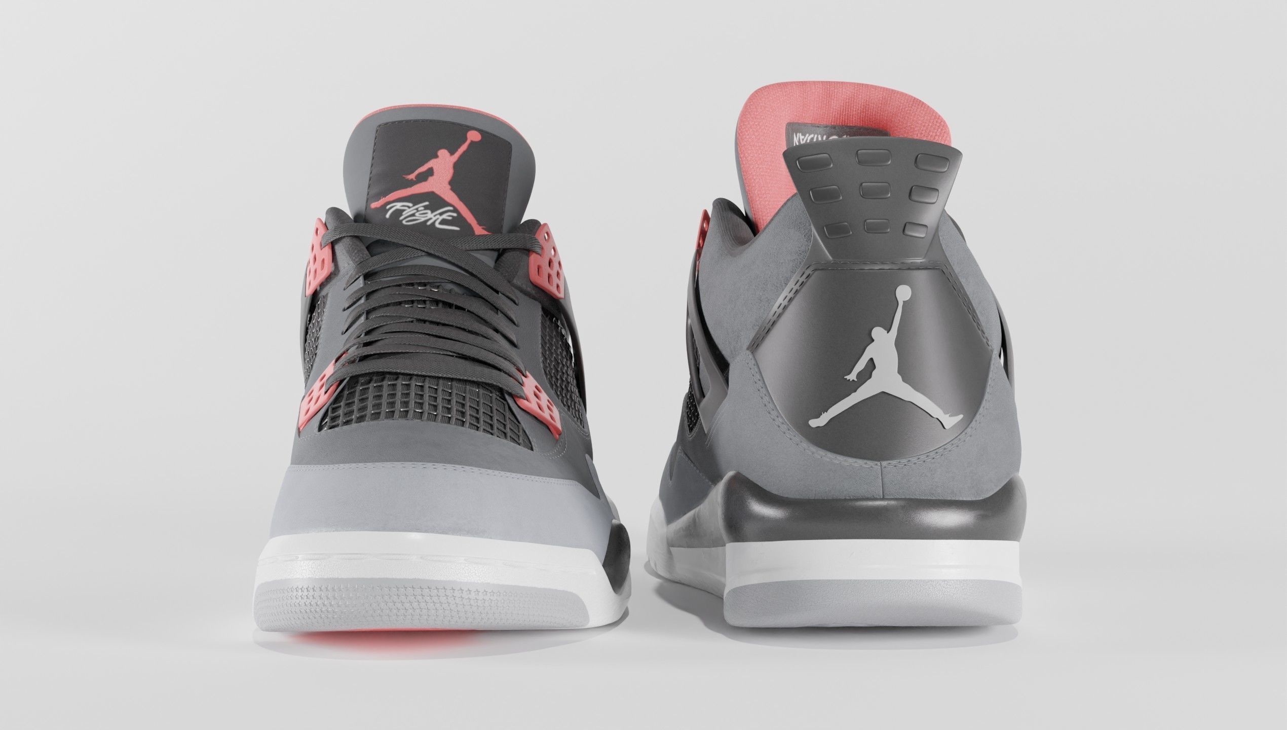 Jordan 4 Retro Infrared  Low-poly 3D model_56
