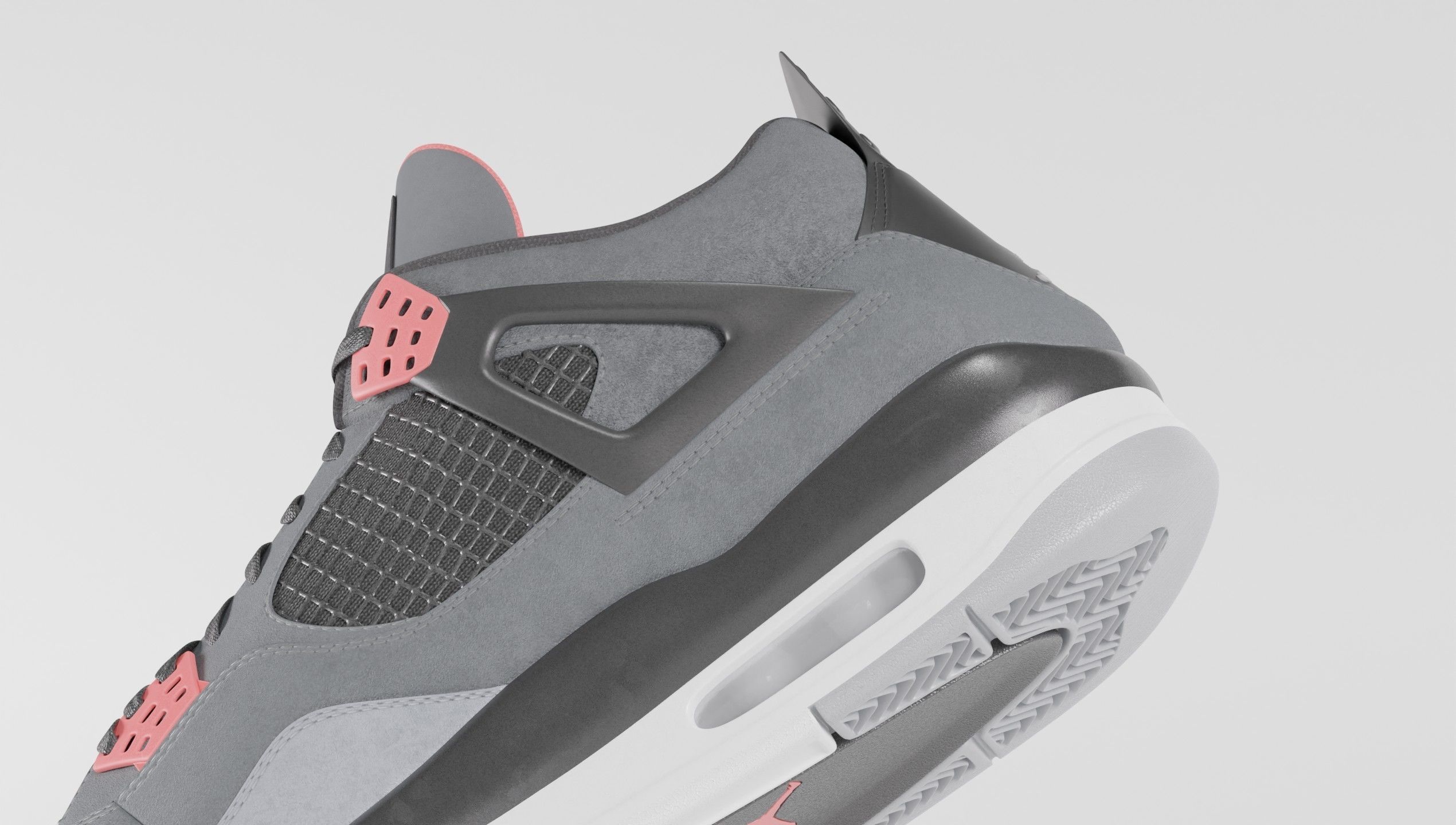 Jordan 4 Retro Infrared  Low-poly 3D model_10