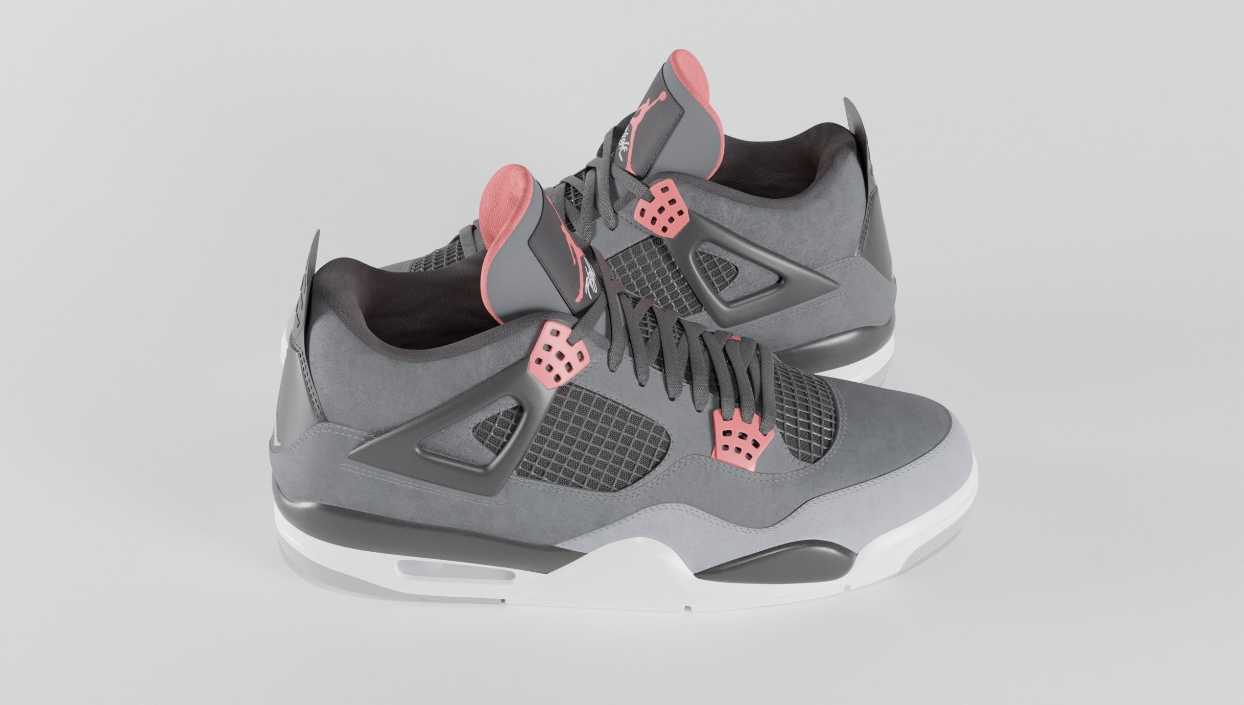 Jordan 4 Retro Infrared  Low-poly 3D model_44