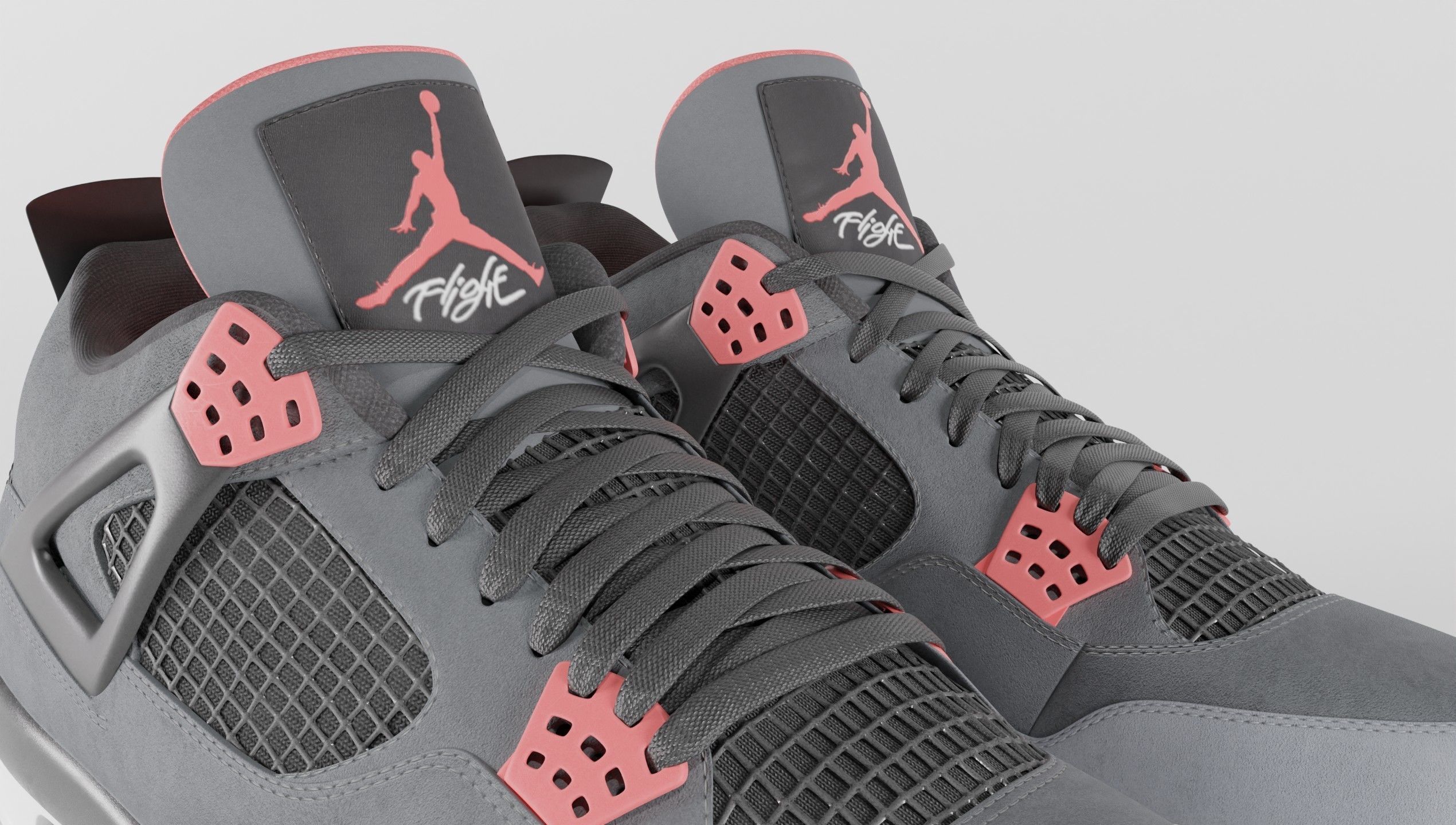 Jordan 4 Retro Infrared  Low-poly 3D model_17