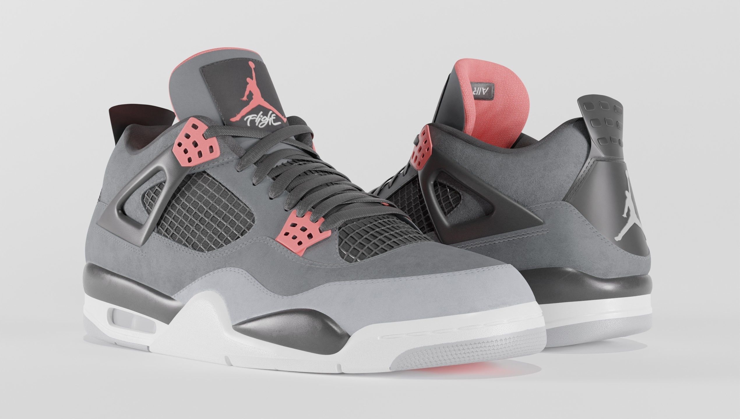 Jordan 4 Retro Infrared  Low-poly 3D model_36