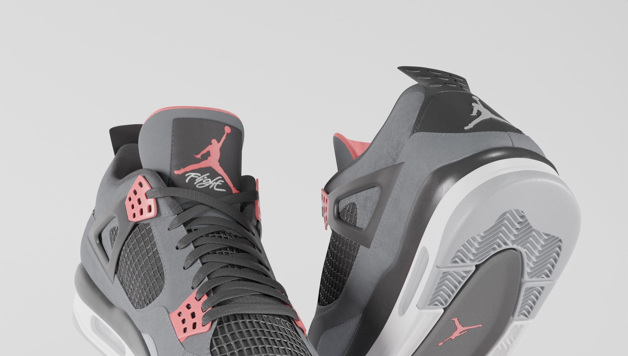 Jordan 4 Retro Infrared  Low-poly 3D model_5