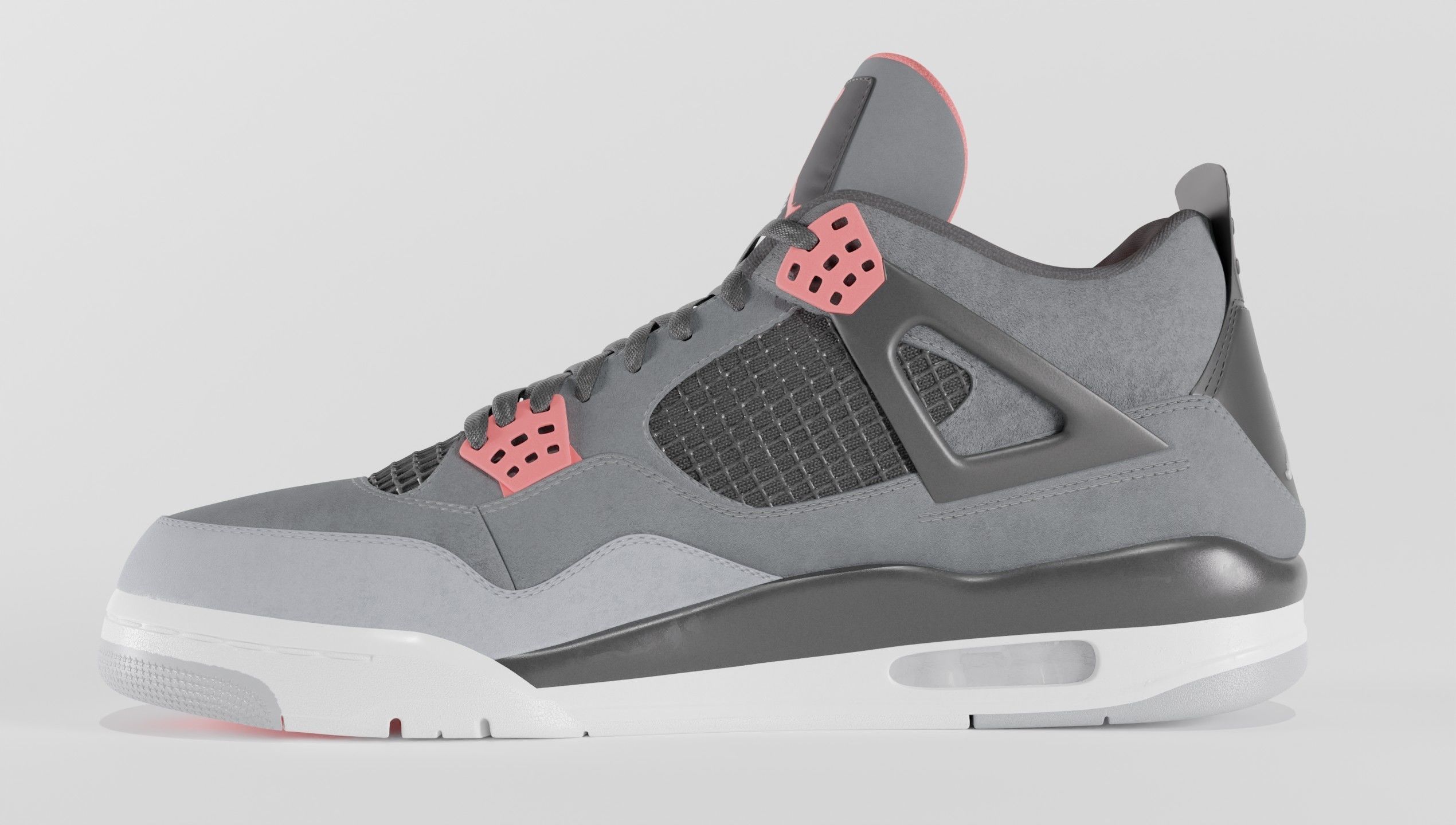 Jordan 4 Retro Infrared  Low-poly 3D model_13