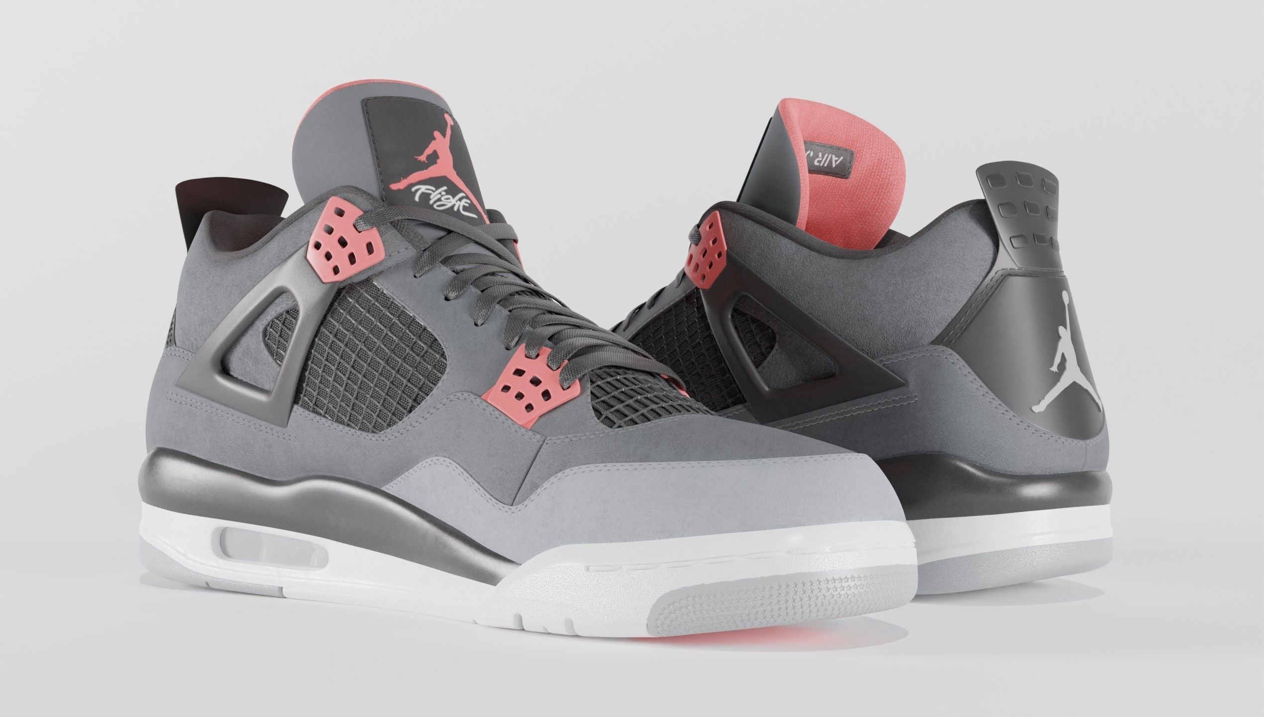 Jordan 4 Retro Infrared  Low-poly 3D model_62