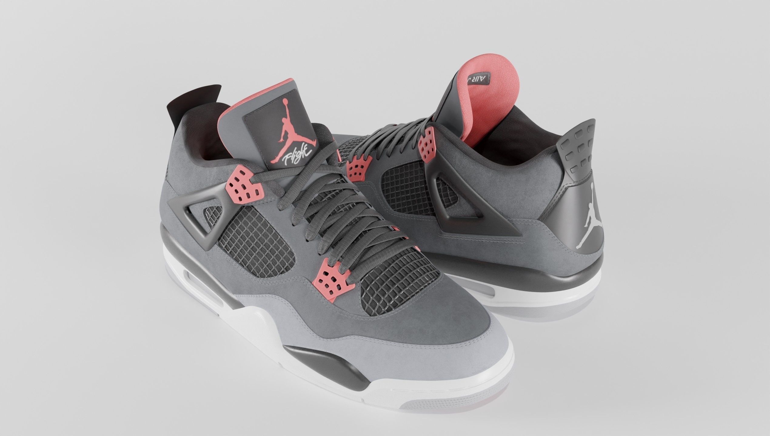 Jordan 4 Retro Infrared  Low-poly 3D model_38