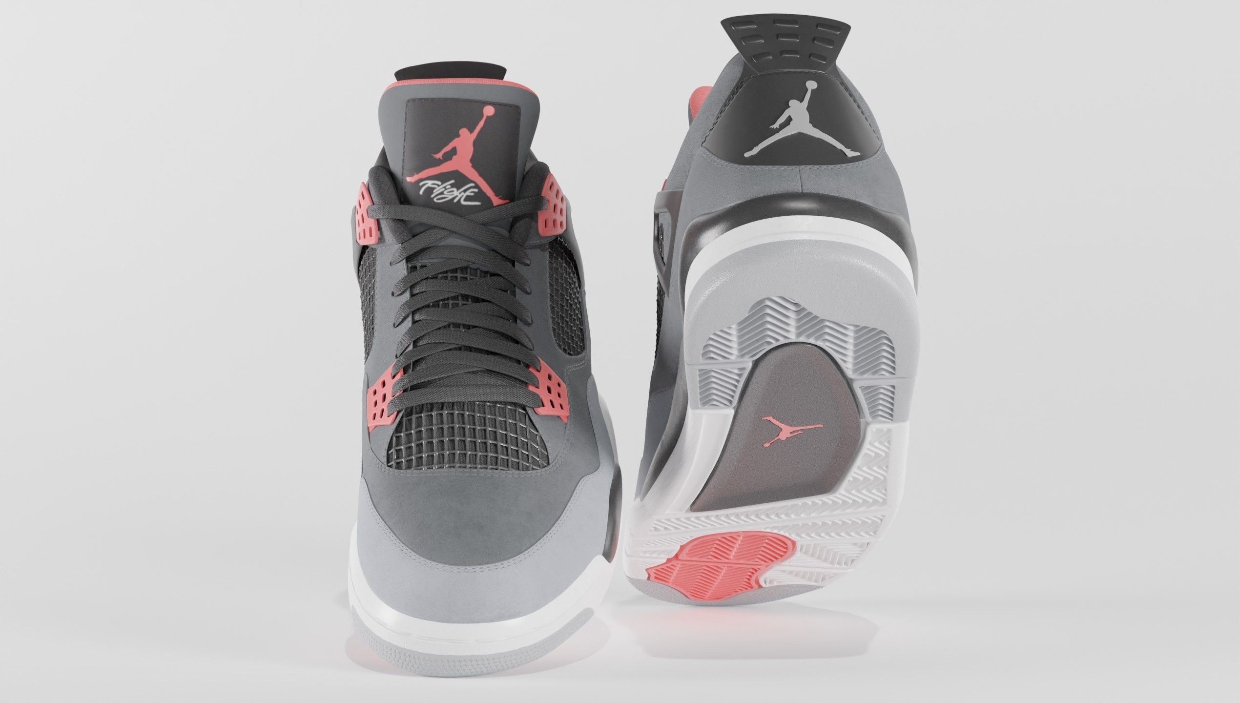 Jordan 4 Retro Infrared  Low-poly 3D model_14