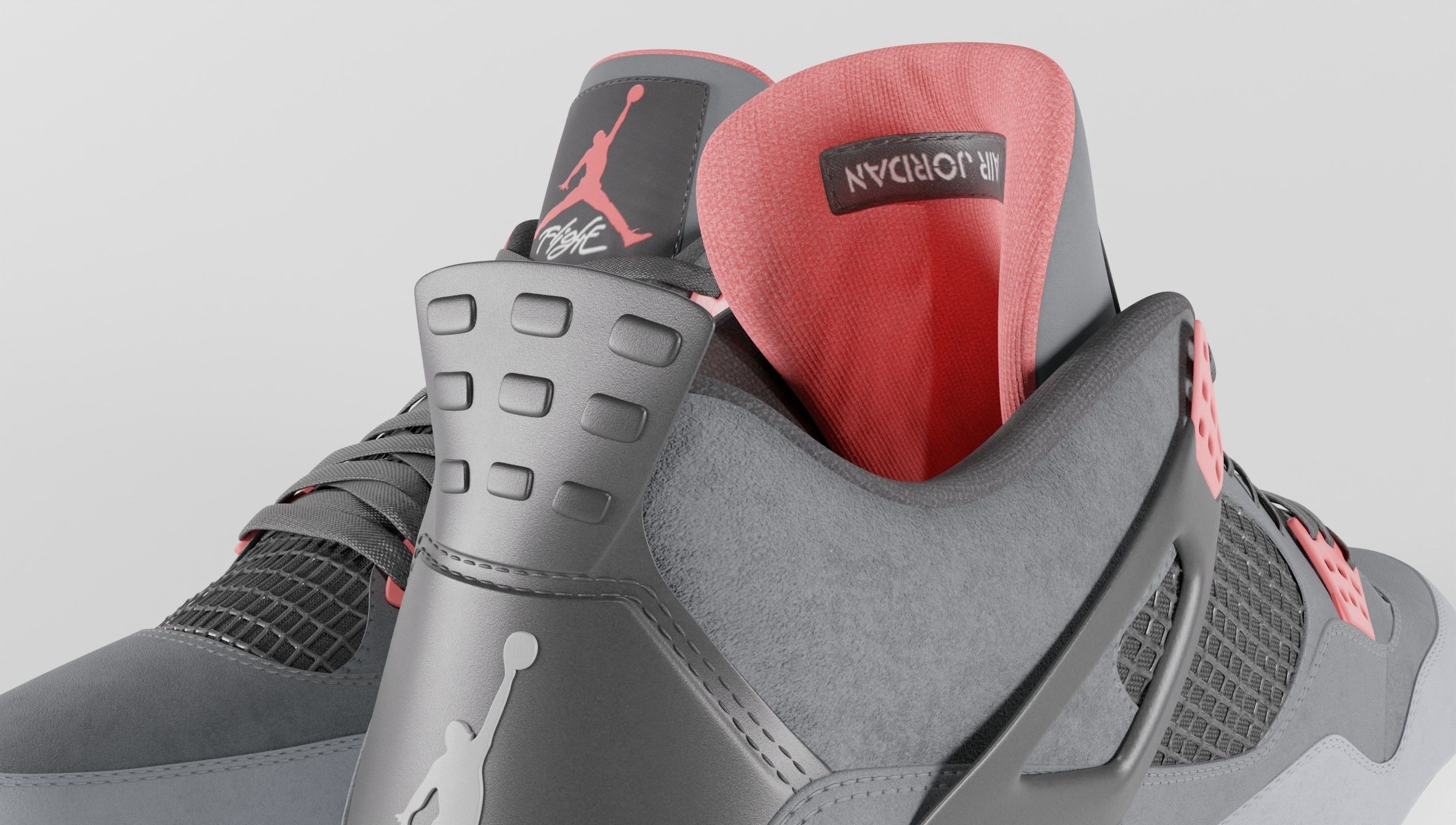 Jordan 4 Retro Infrared  Low-poly 3D model_33