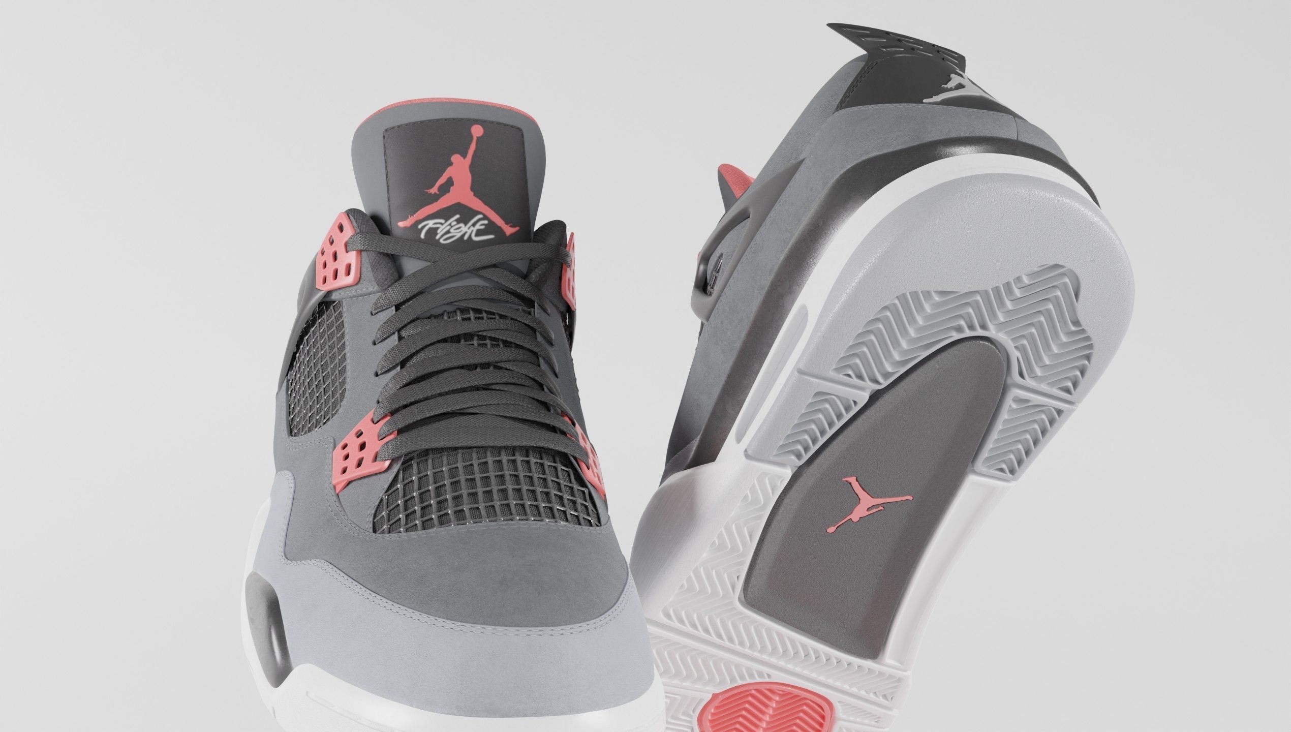 Jordan 4 Retro Infrared  Low-poly 3D model_35
