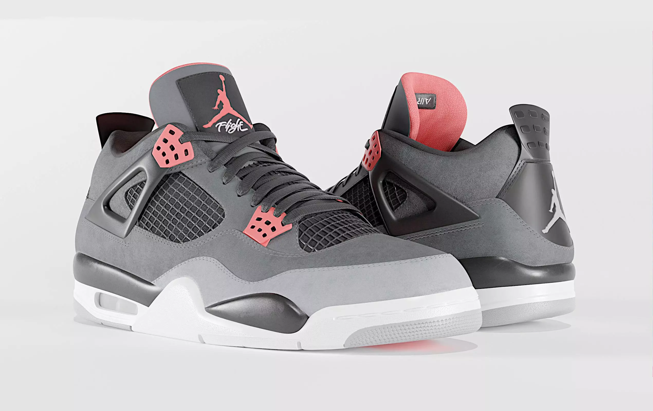 Jordan 4 Retro Infrared  Low-poly 3D model_0