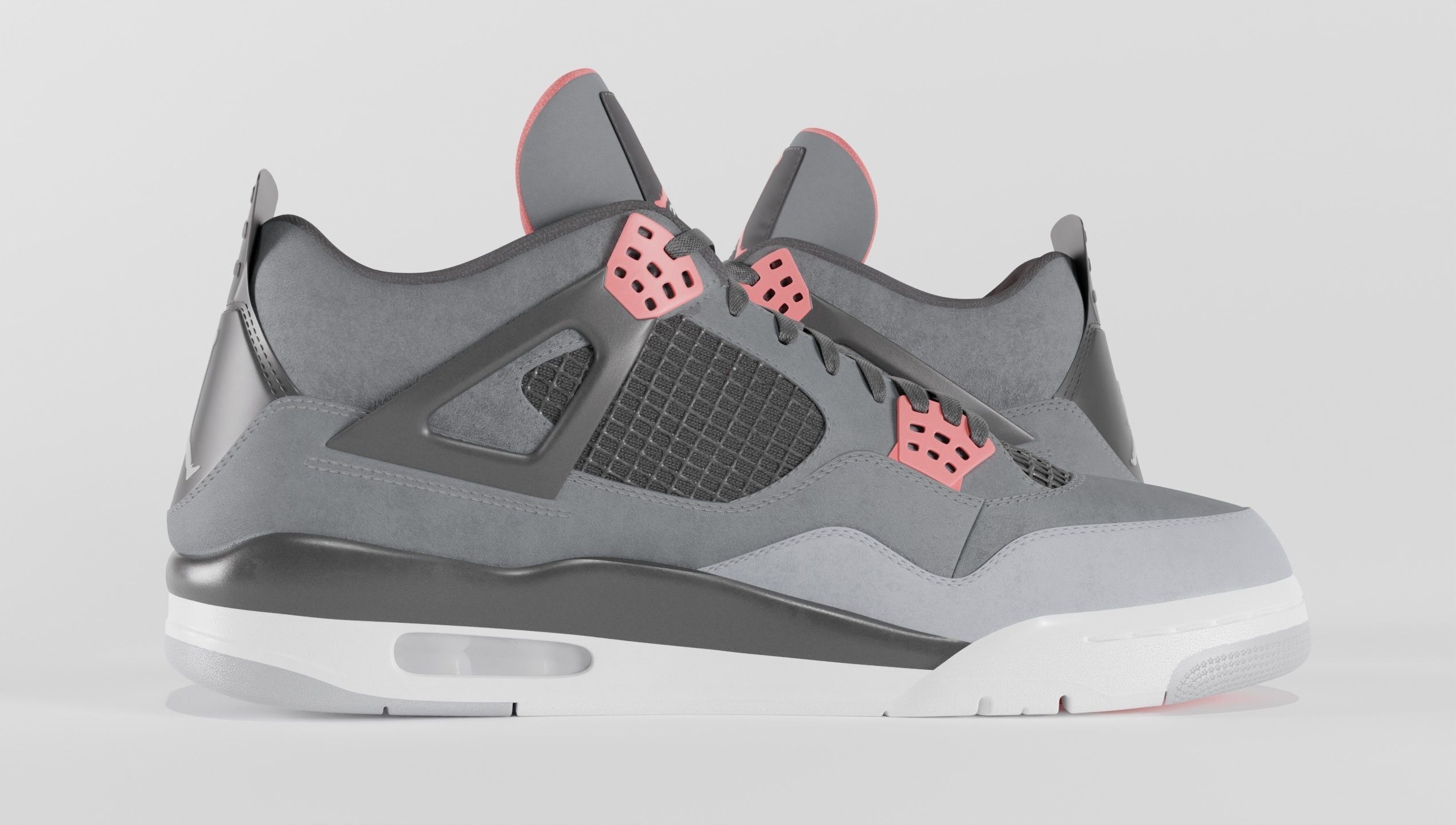 Jordan 4 Retro Infrared  Low-poly 3D model_8
