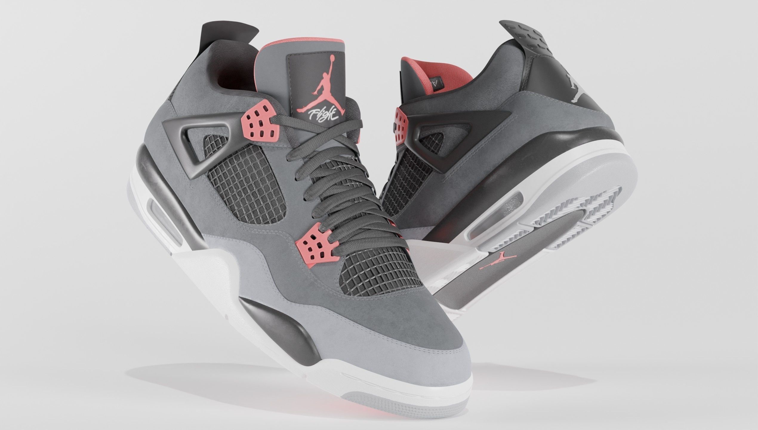 Jordan 4 Retro Infrared  Low-poly 3D model_1