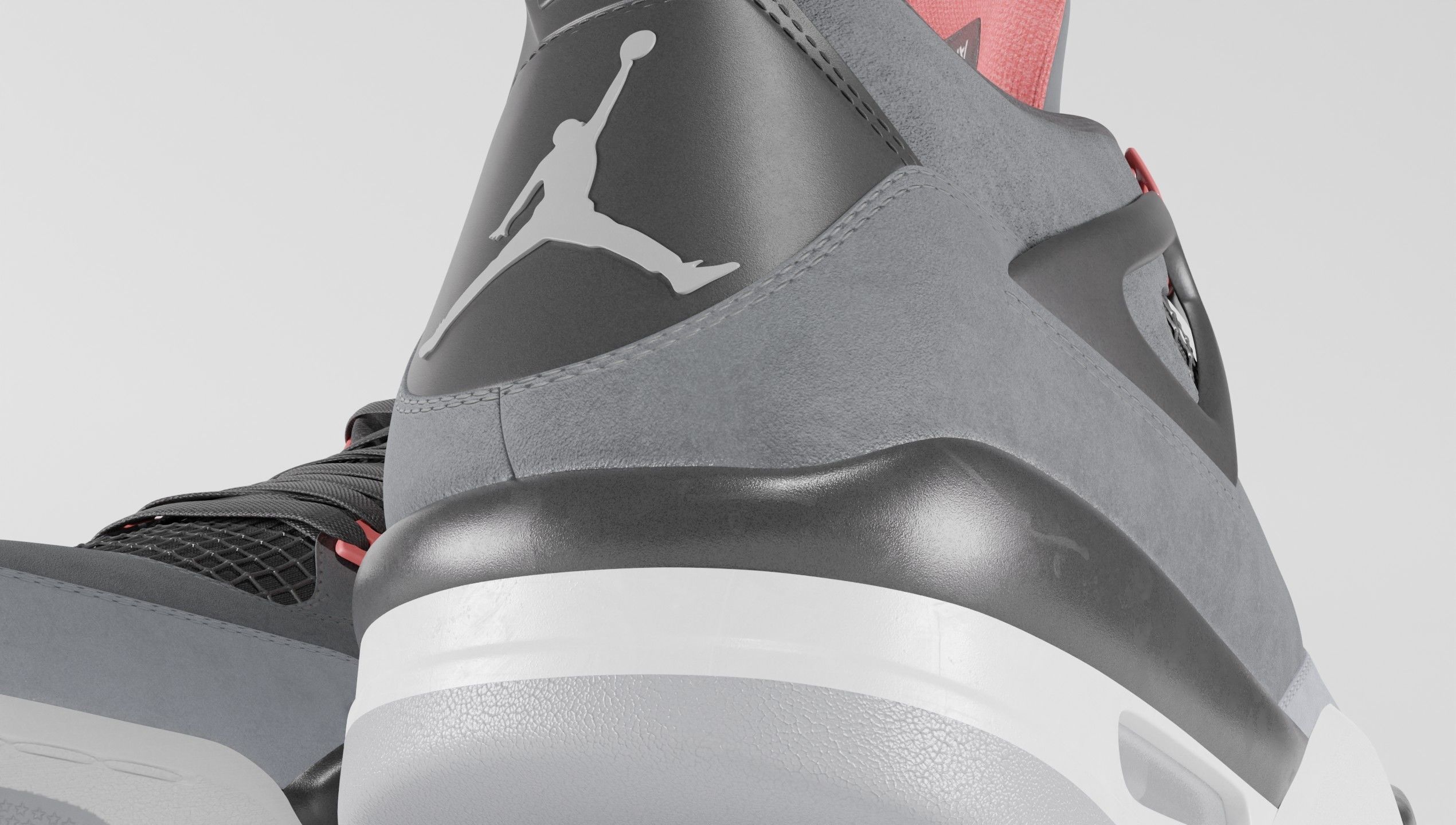 Jordan 4 Retro Infrared  Low-poly 3D model_55