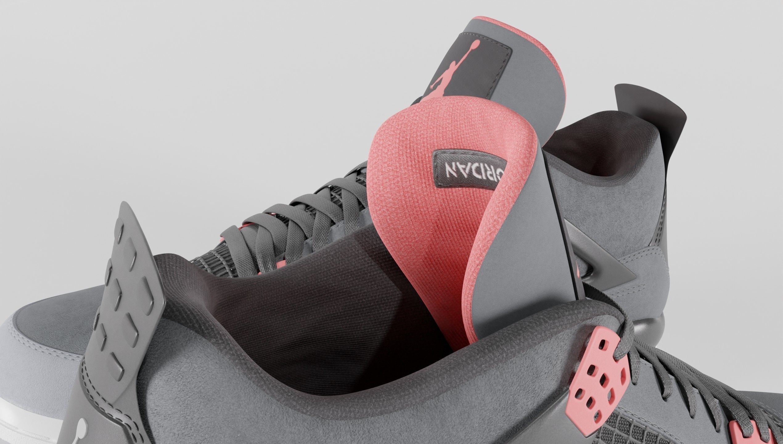 Jordan 4 Retro Infrared  Low-poly 3D model_27