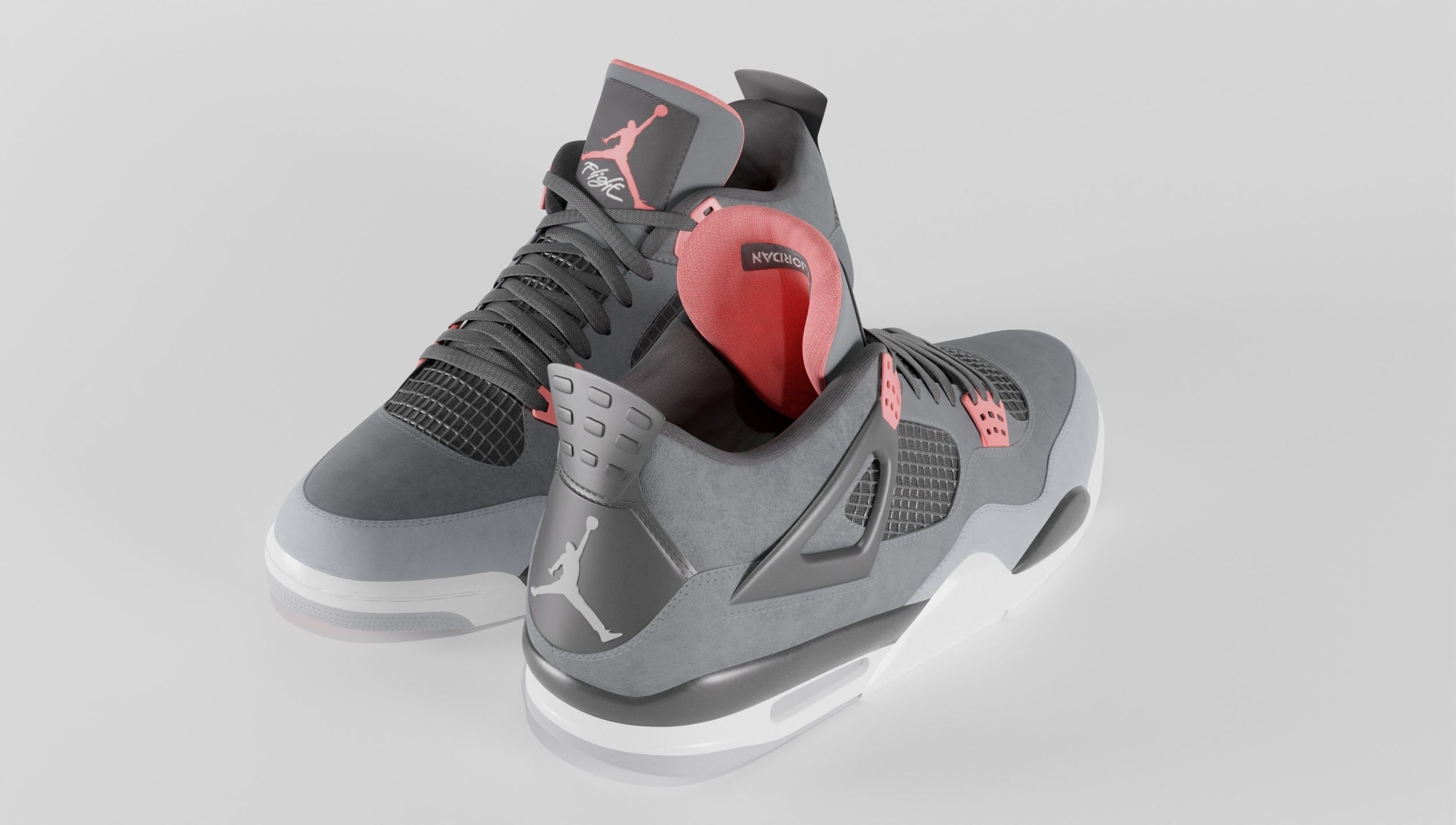 Jordan 4 Retro Infrared  Low-poly 3D model_50