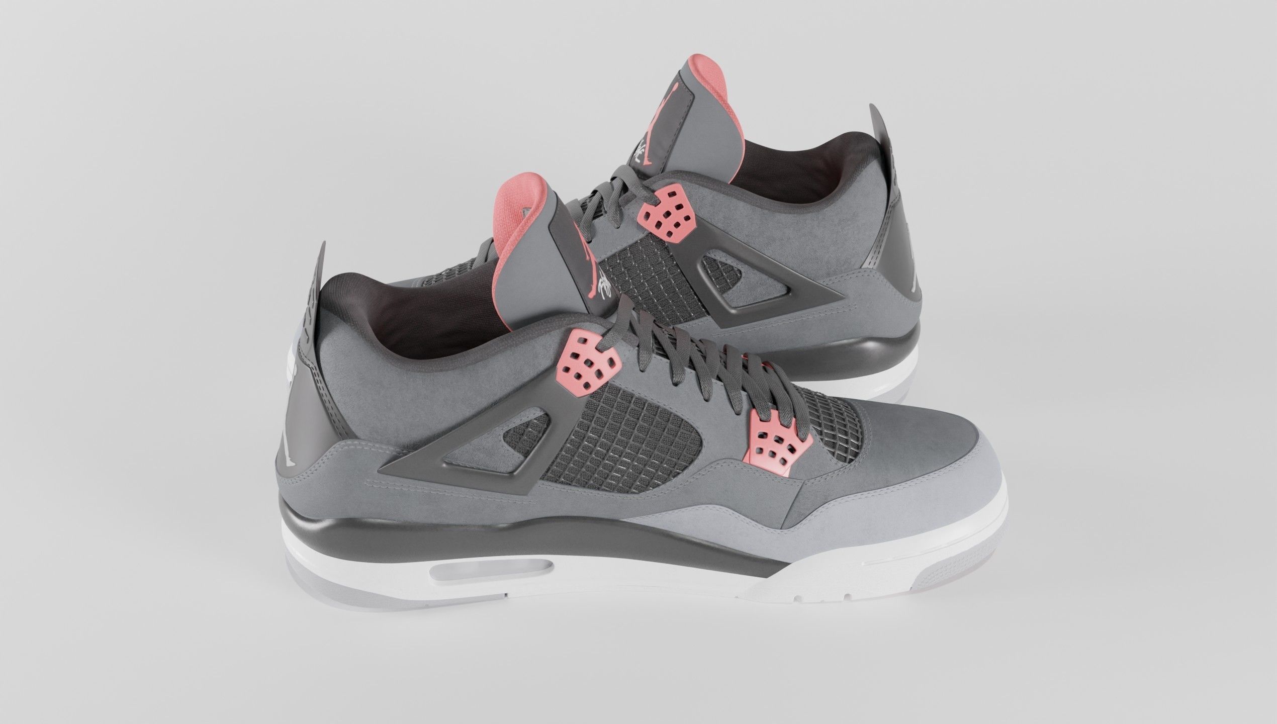 Jordan 4 Retro Infrared  Low-poly 3D model_25