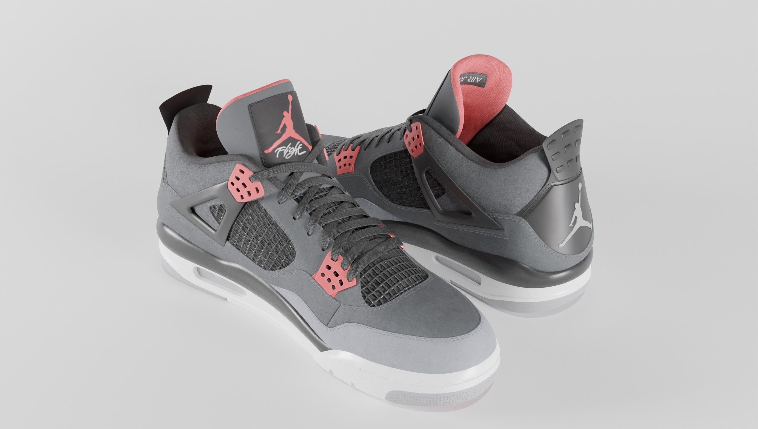 Jordan 4 Retro Infrared  Low-poly 3D model_24