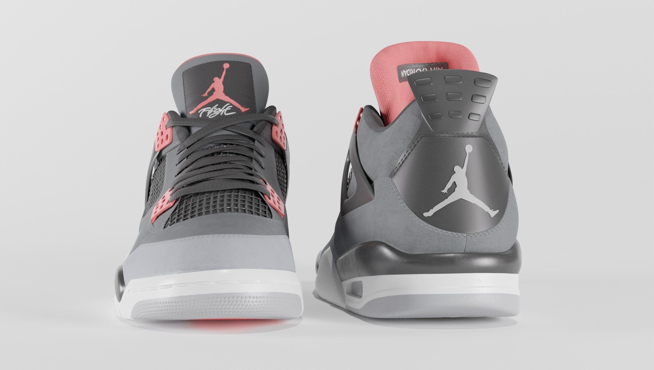 Jordan 4 Retro Infrared  Low-poly 3D model_9