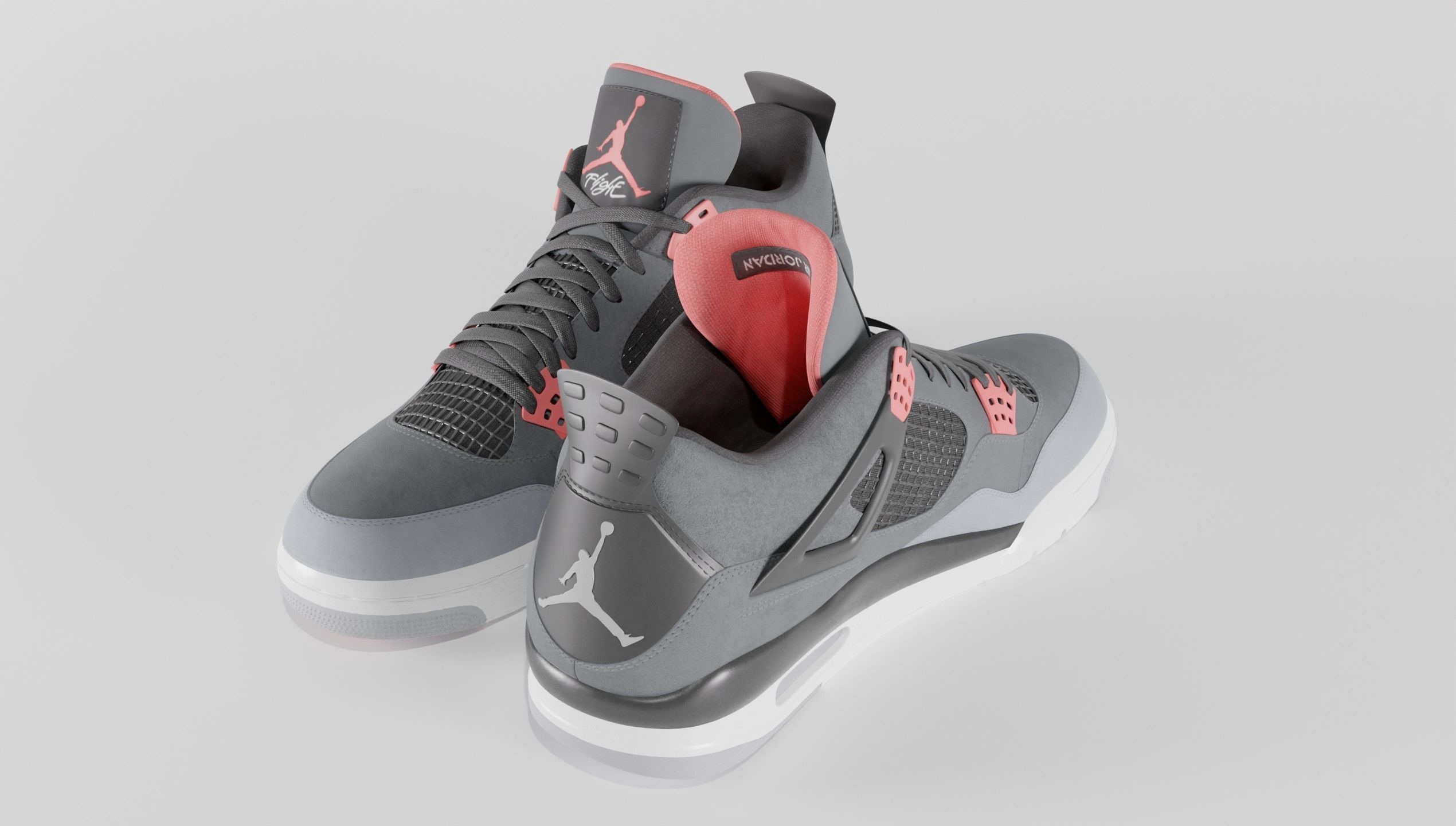 Jordan 4 Retro Infrared  Low-poly 3D model_32