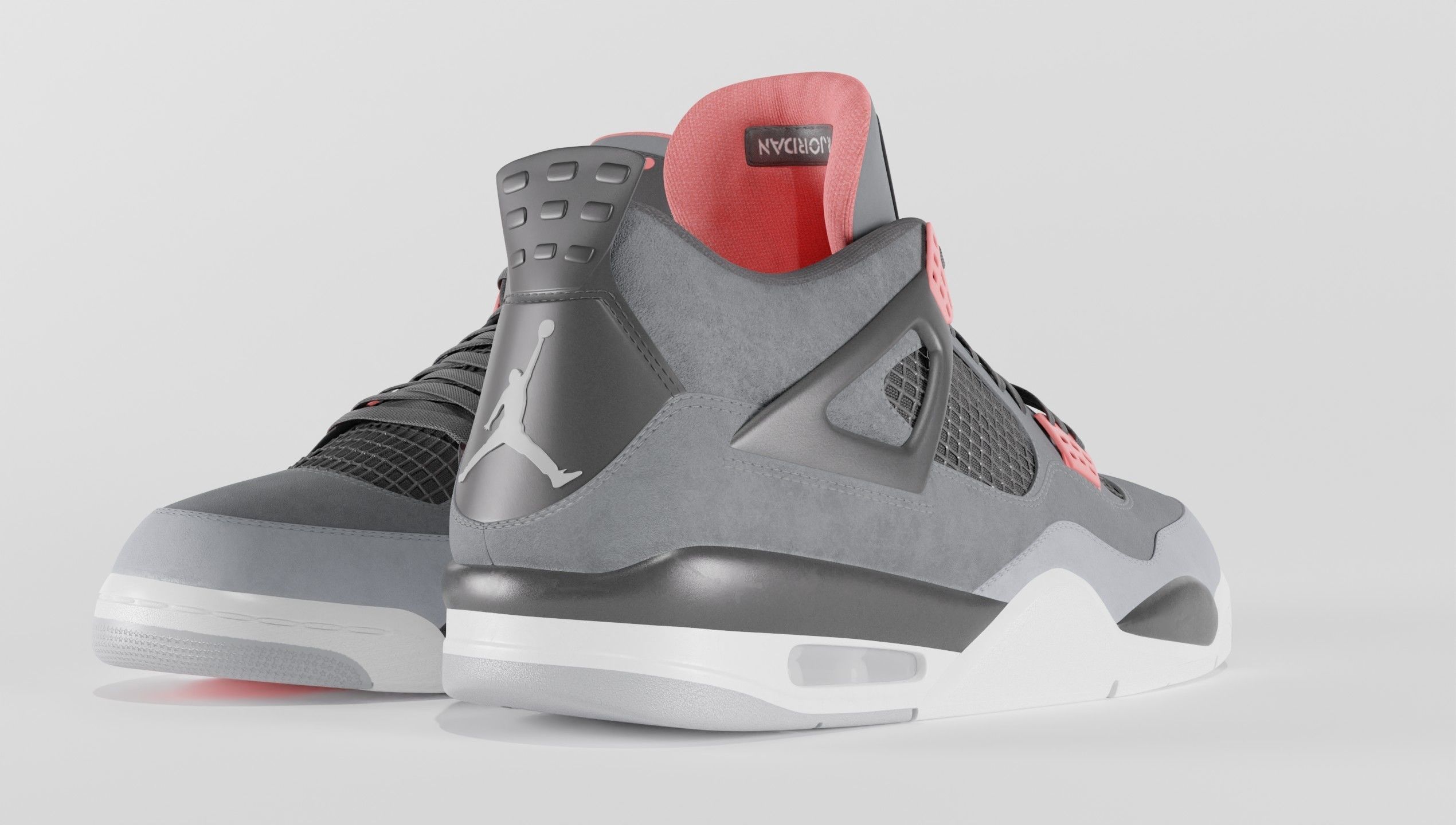Jordan 4 Retro Infrared  Low-poly 3D model_48