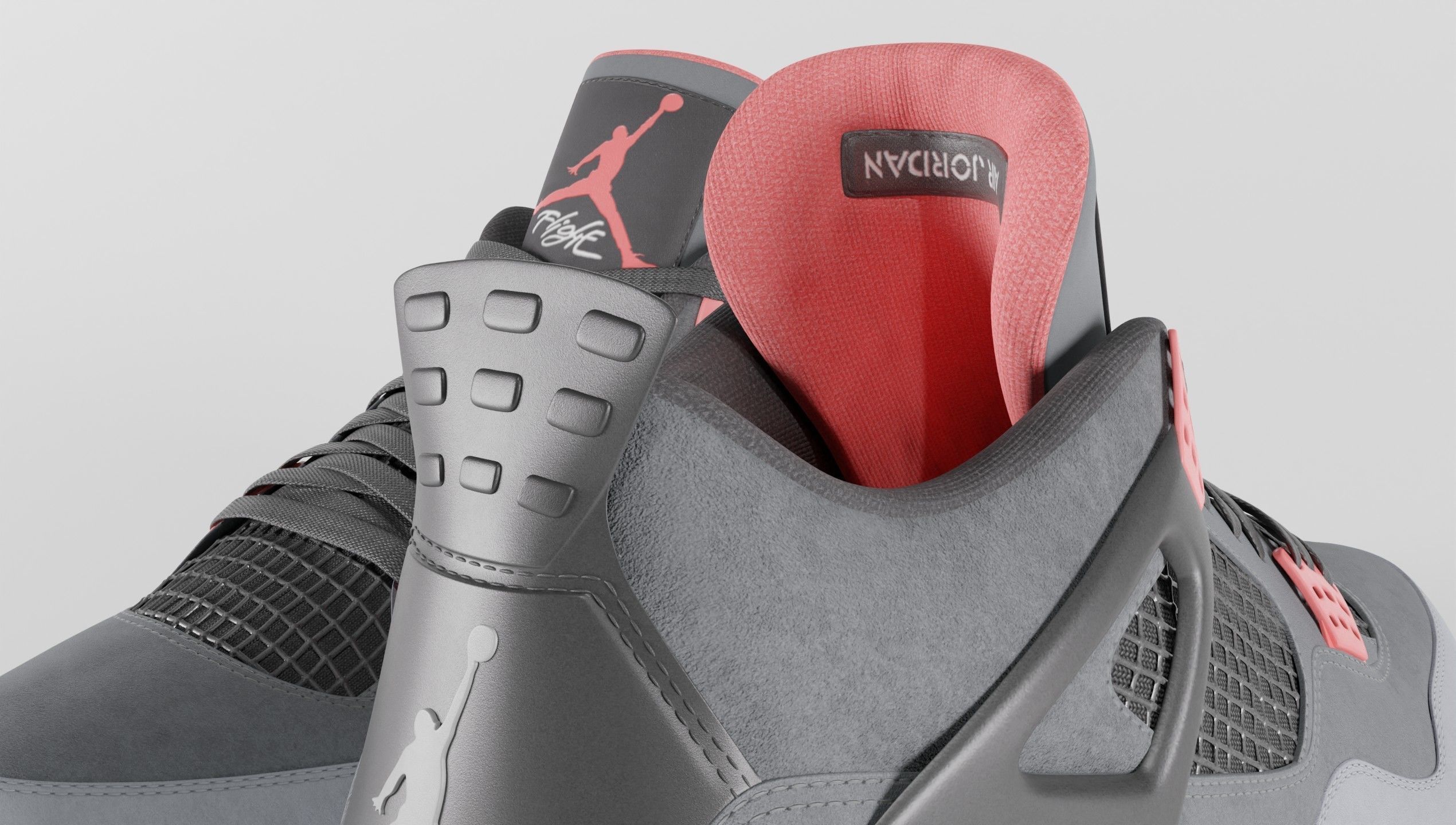 Jordan 4 Retro Infrared  Low-poly 3D model_52